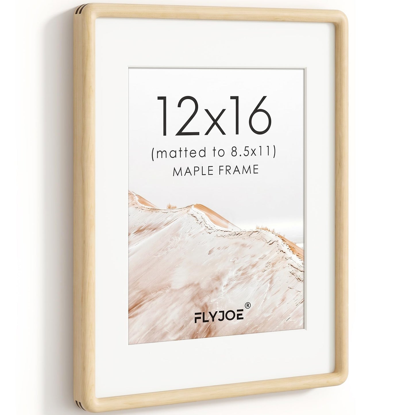 FLYJOE 11x14 Picture Frame, Natural Solid OAK Wood Photo Frame with HD Tempered Glass, Rounded Corner Frame 11 x 14 Matted to 8x10, Gallery Wall Frames for Art, Horizontal or Vertical Wall Mounting