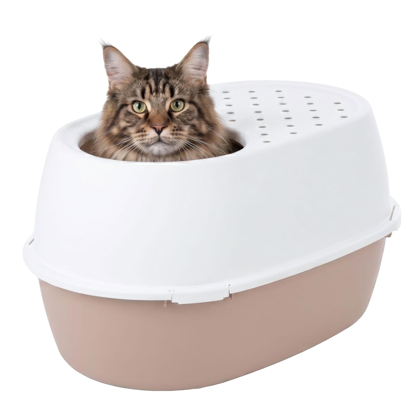 IRIS USA Extra Large Litter Box XXL Open Top High Sided Walls Scatter Shield Scoop Included Easy Clean Plastic Pan for Big Cats Multi-Cat Households 30" L x 20" W x 14" H Black