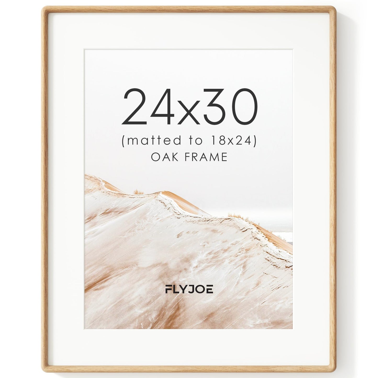 FLYJOE 11x14 Picture Frame, Natural Solid OAK Wood Photo Frame with HD Tempered Glass, Rounded Corner Frame 11 x 14 Matted to 8x10, Gallery Wall Frames for Art, Horizontal or Vertical Wall Mounting