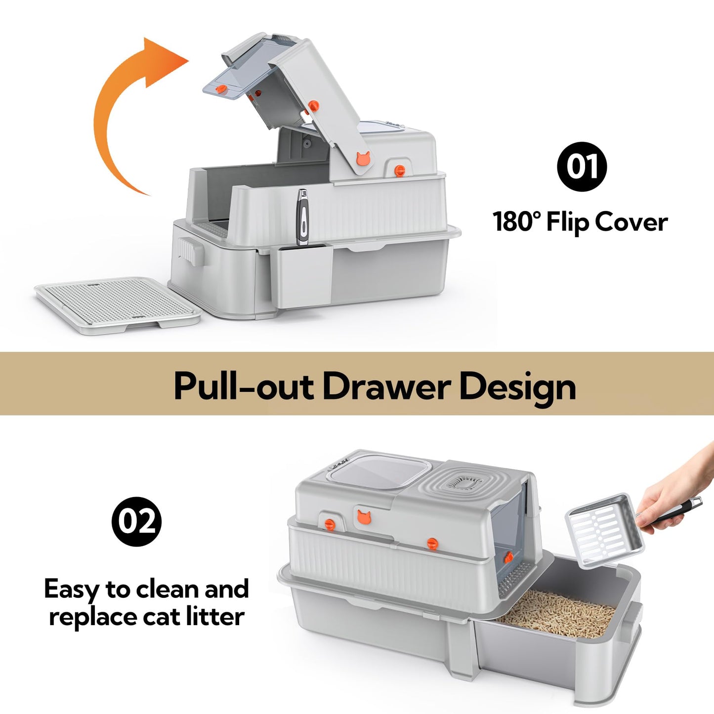 Soulbond Stainless Steel Cat Litter Box with Lid