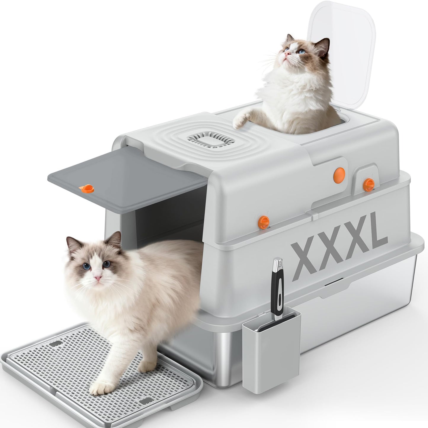 Soulbond Stainless Steel Cat Litter Box with Lid