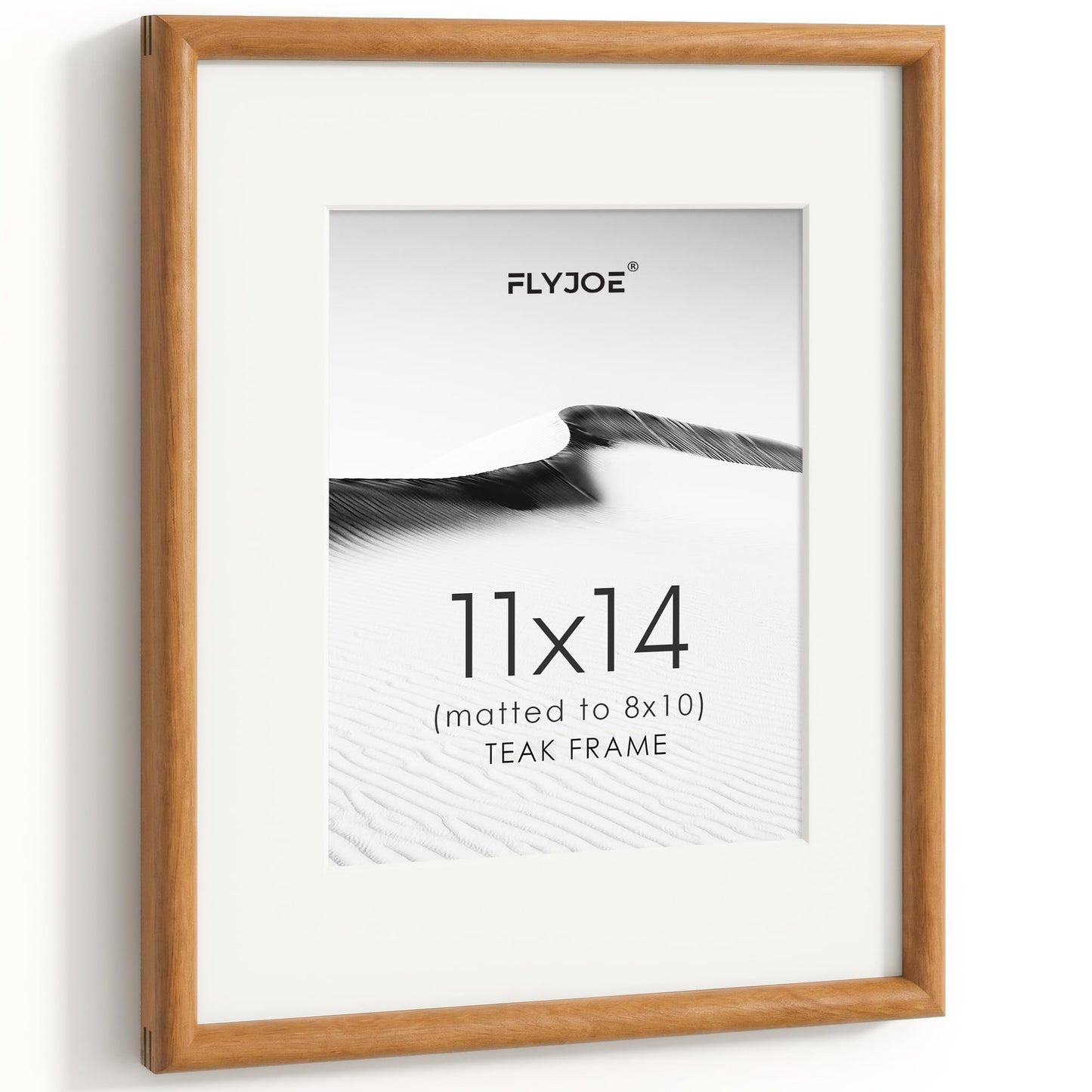 FLYJOE 11x14 Picture Frame, Natural Solid OAK Wood Photo Frame with HD Tempered Glass, Rounded Corner Frame 11 x 14 Matted to 8x10, Gallery Wall Frames for Art, Horizontal or Vertical Wall Mounting