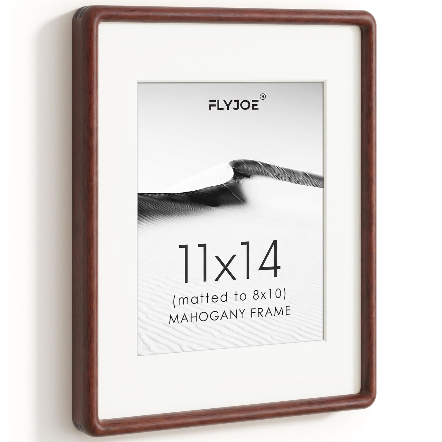FLYJOE 11x14 Picture Frame, Natural Solid OAK Wood Photo Frame with HD Tempered Glass, Rounded Corner Frame 11 x 14 Matted to 8x10, Gallery Wall Frames for Art, Horizontal or Vertical Wall Mounting
