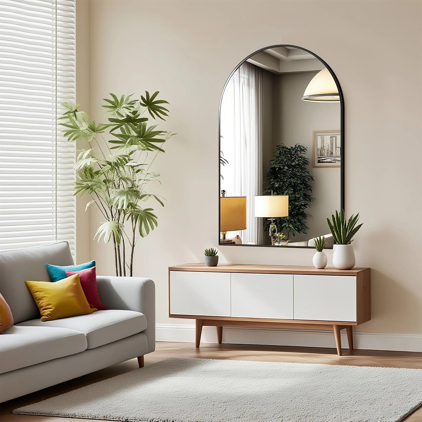 Arched Wall Mirror 36x24 Inch Gold Bathroom Vanity Mirror with Metal Frame, Modern Arch Mirror for Bedroom, Living Room, Entryway, Wall Mounted Decorative Mirror