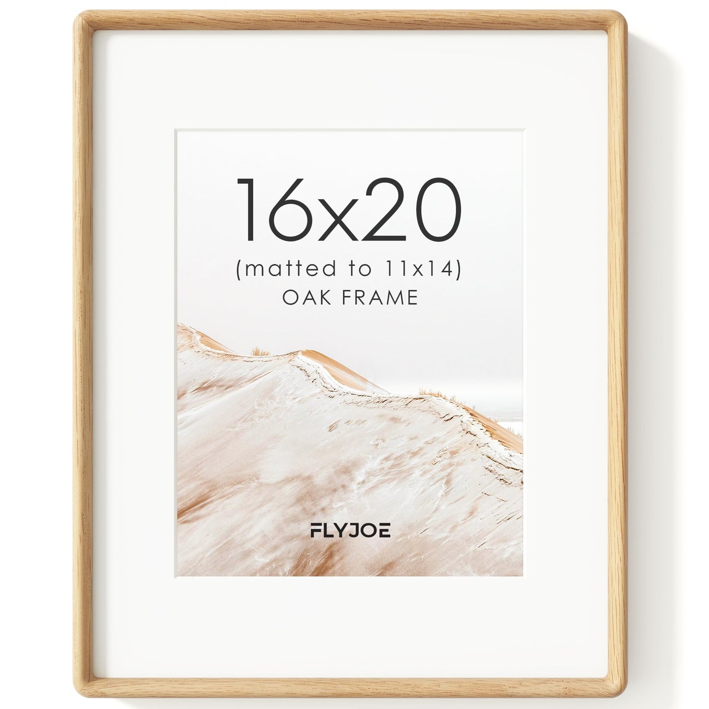 FLYJOE 11x14 Picture Frame, Natural Solid OAK Wood Photo Frame with HD Tempered Glass, Rounded Corner Frame 11 x 14 Matted to 8x10, Gallery Wall Frames for Art, Horizontal or Vertical Wall Mounting