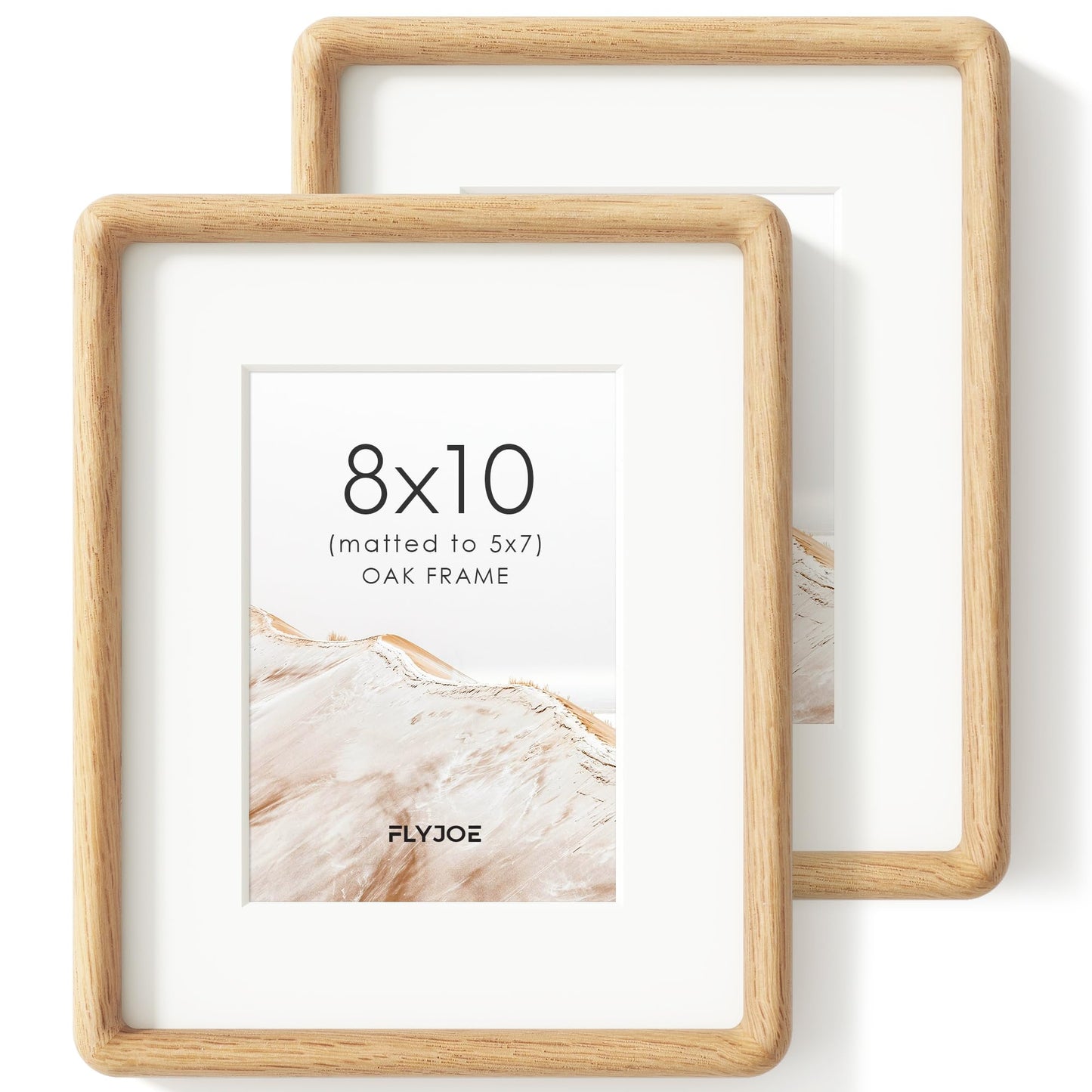 FLYJOE 11x14 Picture Frame, Natural Solid OAK Wood Photo Frame with HD Tempered Glass, Rounded Corner Frame 11 x 14 Matted to 8x10, Gallery Wall Frames for Art, Horizontal or Vertical Wall Mounting