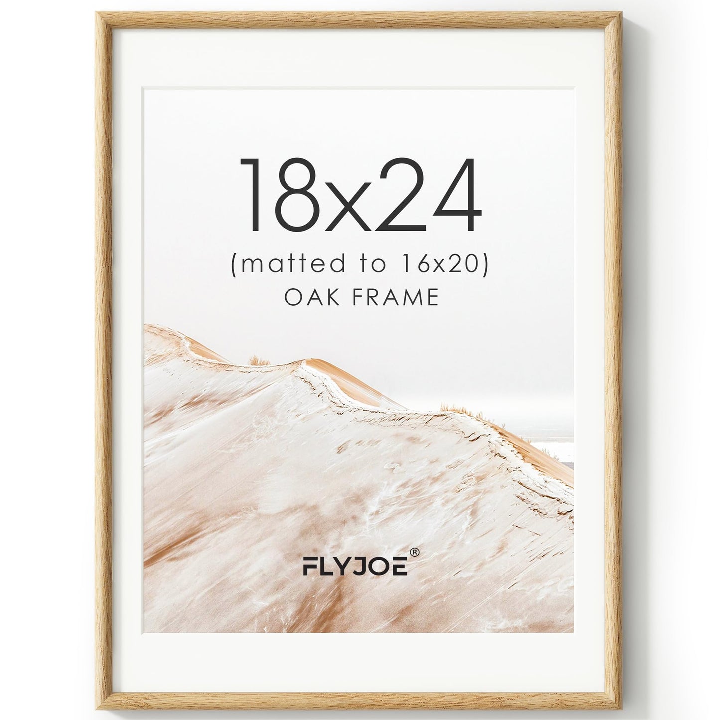 FLYJOE 11x14 Picture Frame, Natural Solid OAK Wood Photo Frame with HD Tempered Glass, Rounded Corner Frame 11 x 14 Matted to 8x10, Gallery Wall Frames for Art, Horizontal or Vertical Wall Mounting
