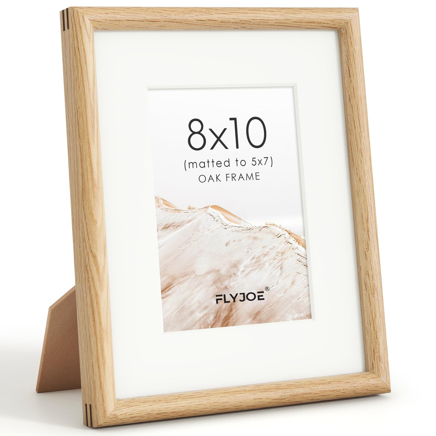 FLYJOE 11x14 Picture Frame, Natural Solid OAK Wood Photo Frame with HD Tempered Glass, Rounded Corner Frame 11 x 14 Matted to 8x10, Gallery Wall Frames for Art, Horizontal or Vertical Wall Mounting