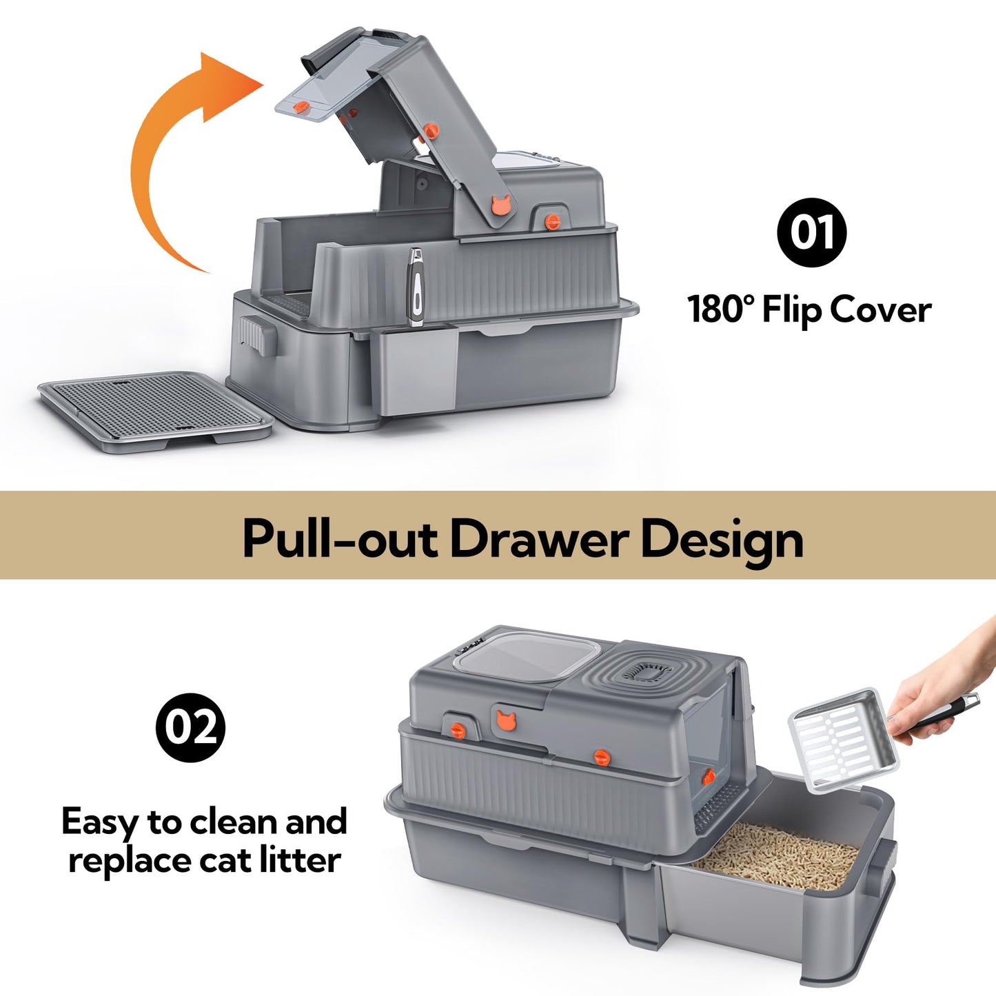 Soulbond Stainless Steel Cat Litter Box with Lid