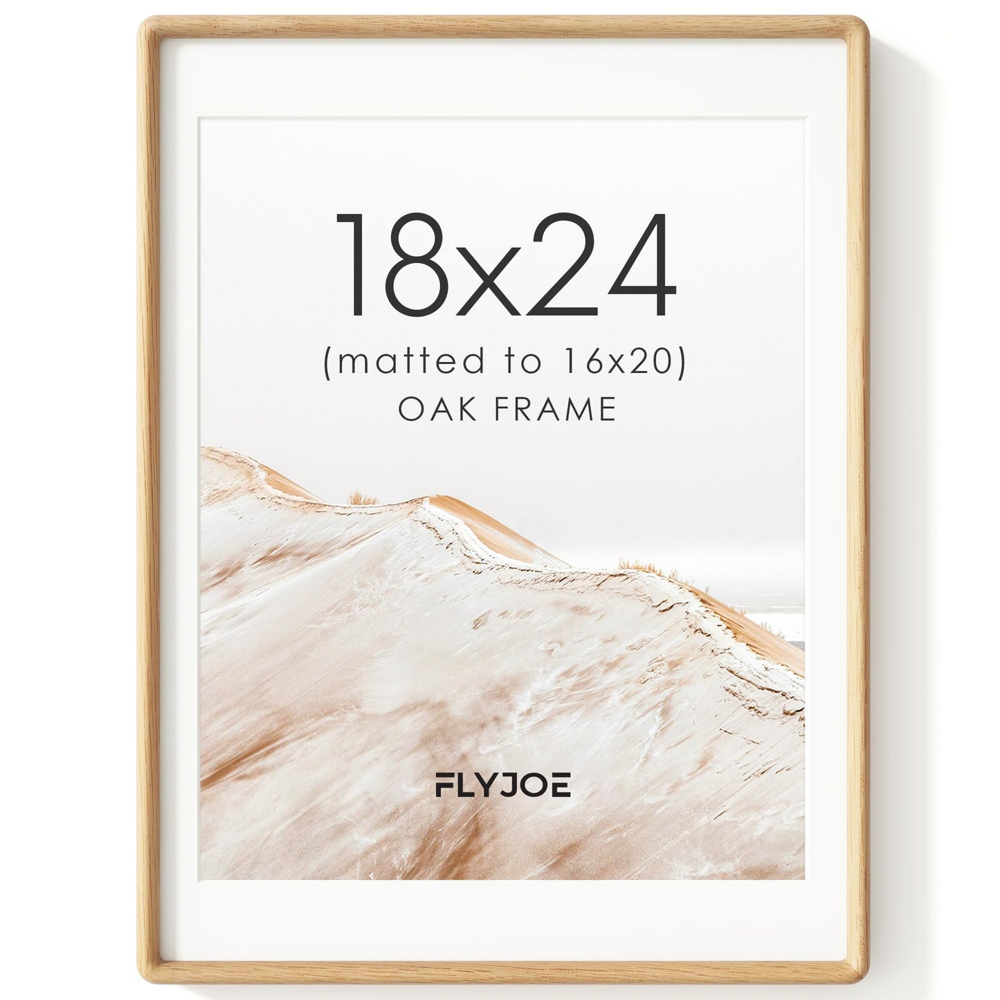 FLYJOE 11x14 Picture Frame, Natural Solid OAK Wood Photo Frame with HD Tempered Glass, Rounded Corner Frame 11 x 14 Matted to 8x10, Gallery Wall Frames for Art, Horizontal or Vertical Wall Mounting