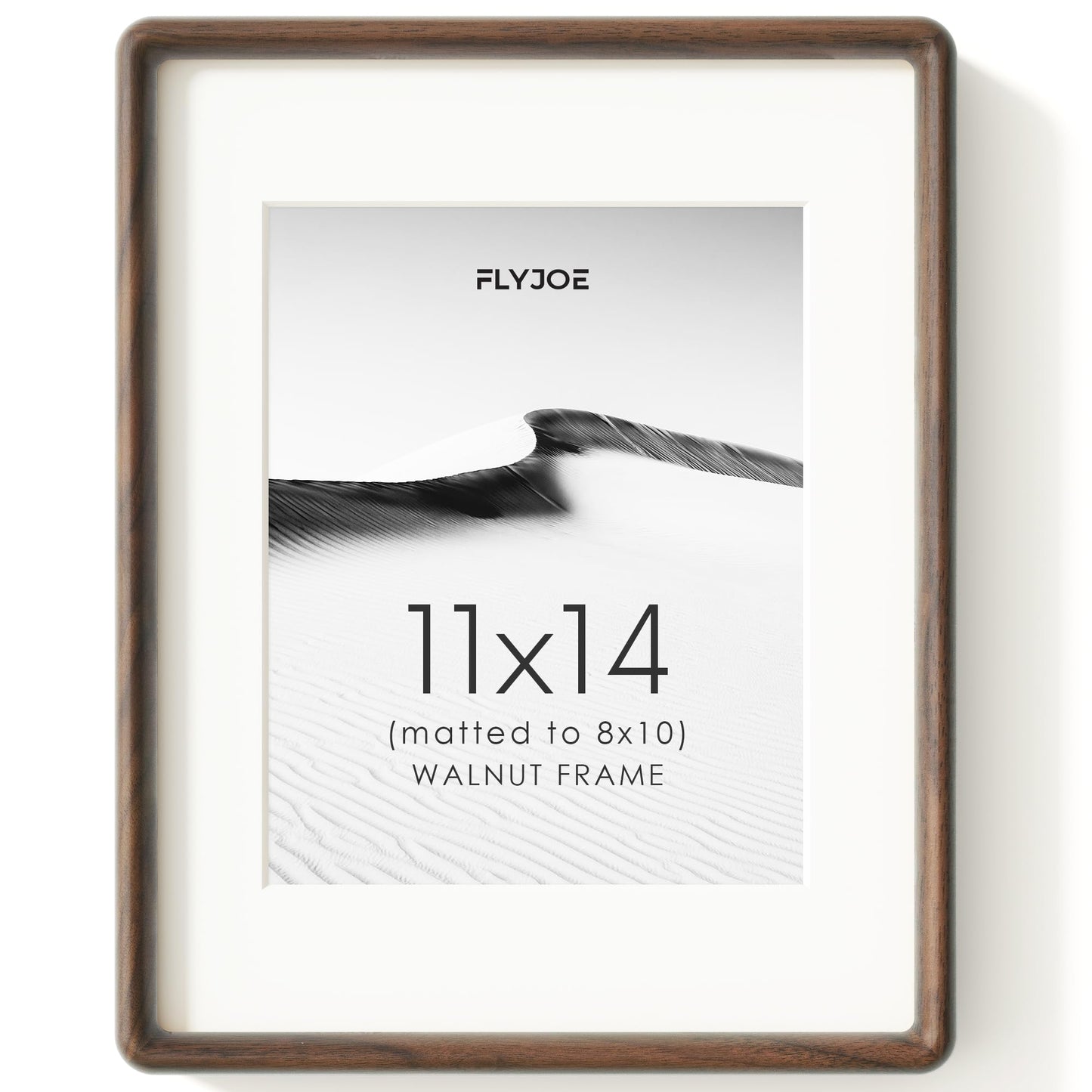 FLYJOE 11x14 Picture Frame, Natural Solid OAK Wood Photo Frame with HD Tempered Glass, Rounded Corner Frame 11 x 14 Matted to 8x10, Gallery Wall Frames for Art, Horizontal or Vertical Wall Mounting