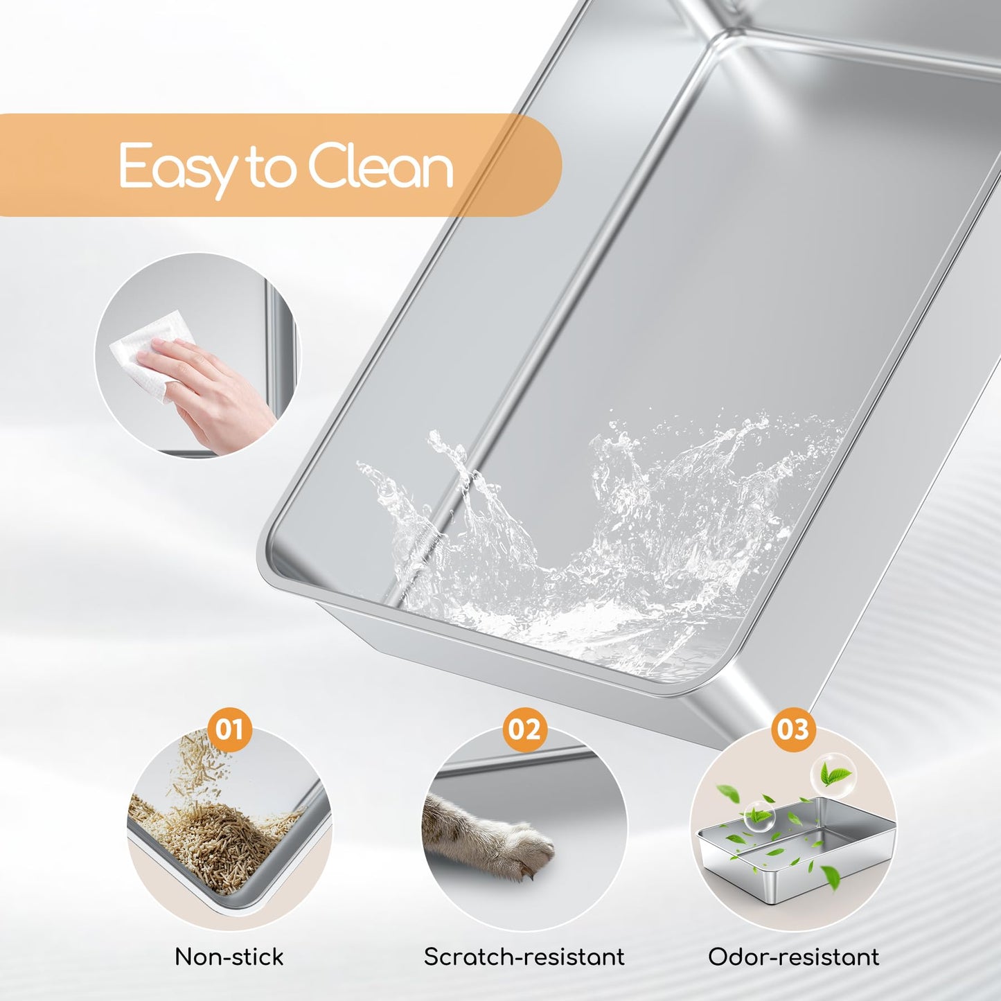 Soulbond Stainless Steel Cat Litter Box with Lid