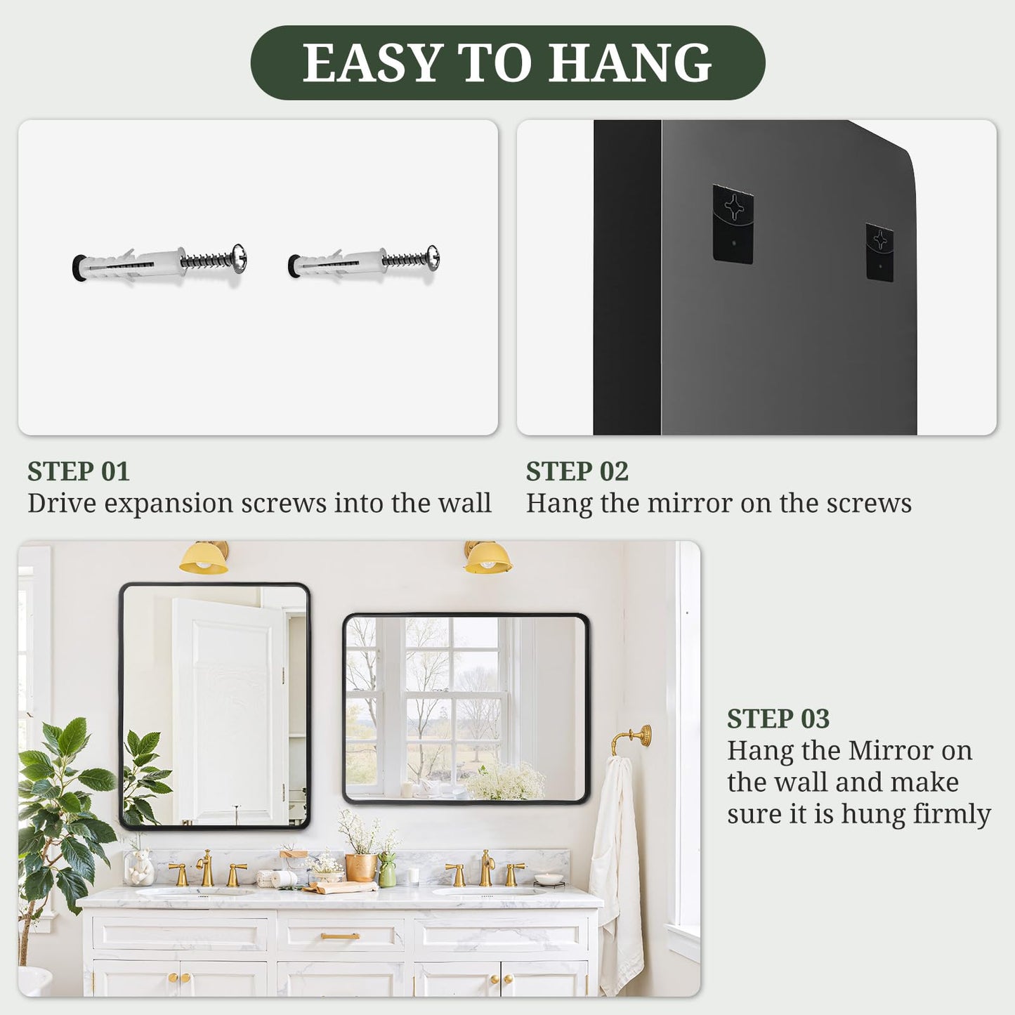 Arched Wall Mirror 36x24 Inch Gold Bathroom Vanity Mirror with Metal Frame, Modern Arch Mirror for Bedroom, Living Room, Entryway, Wall Mounted Decorative Mirror