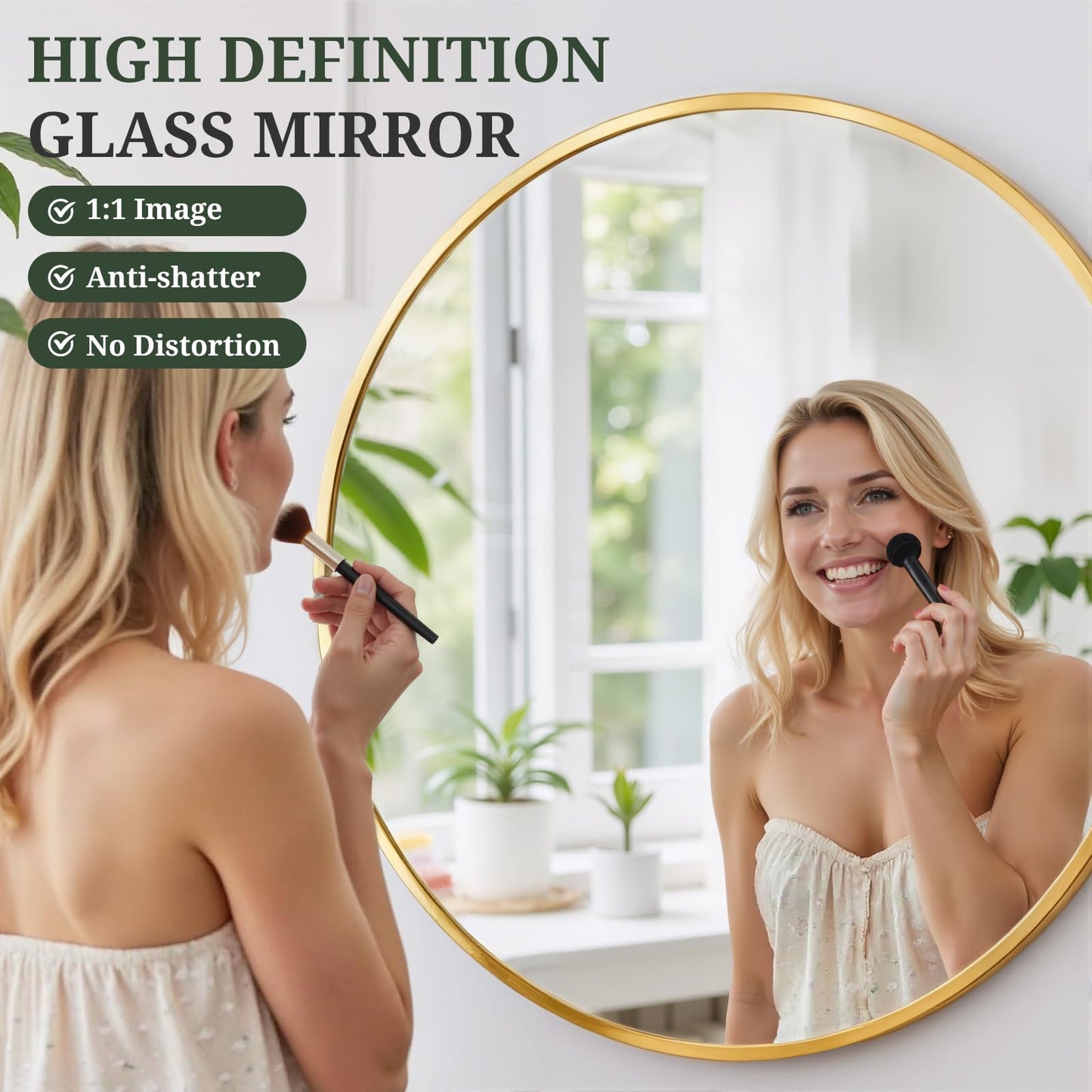 Arched Wall Mirror 36x24 Inch Gold Bathroom Vanity Mirror with Metal Frame, Modern Arch Mirror for Bedroom, Living Room, Entryway, Wall Mounted Decorative Mirror