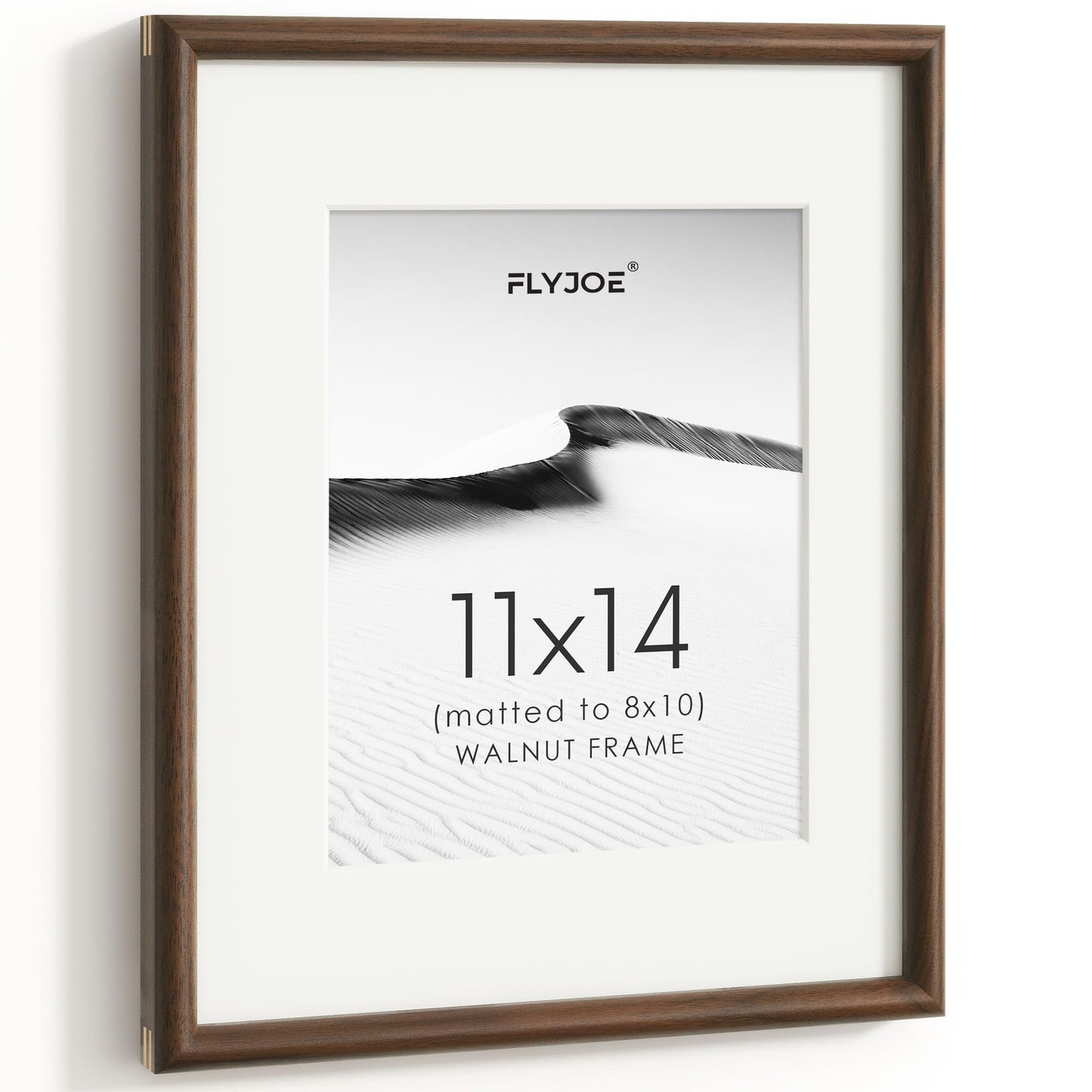 FLYJOE 11x14 Picture Frame, Natural Solid OAK Wood Photo Frame with HD Tempered Glass, Rounded Corner Frame 11 x 14 Matted to 8x10, Gallery Wall Frames for Art, Horizontal or Vertical Wall Mounting