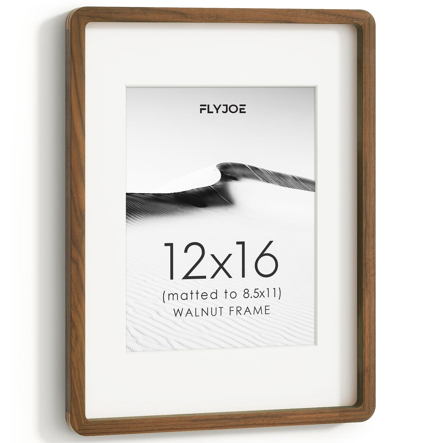 FLYJOE 11x14 Picture Frame, Natural Solid OAK Wood Photo Frame with HD Tempered Glass, Rounded Corner Frame 11 x 14 Matted to 8x10, Gallery Wall Frames for Art, Horizontal or Vertical Wall Mounting