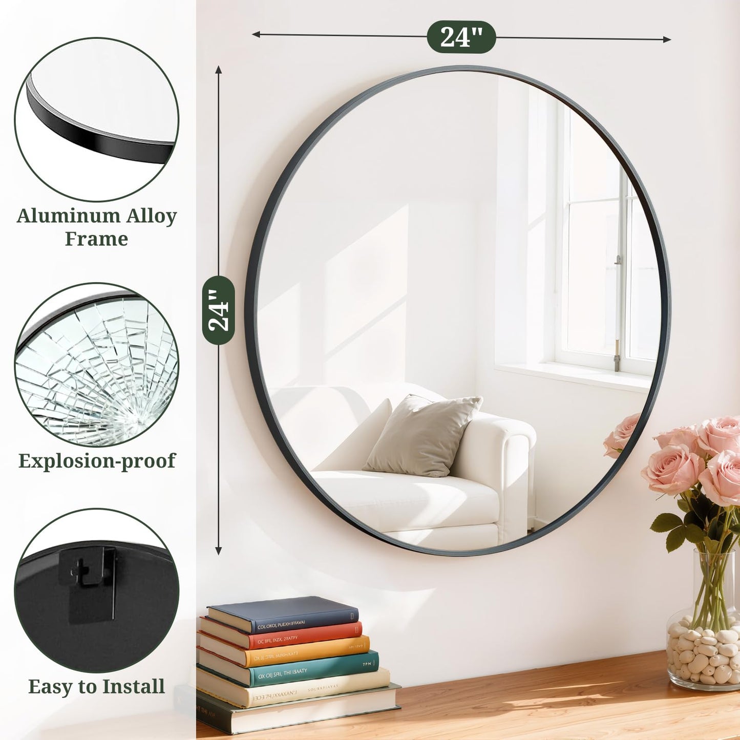 Arched Wall Mirror 36x24 Inch Gold Bathroom Vanity Mirror with Metal Frame, Modern Arch Mirror for Bedroom, Living Room, Entryway, Wall Mounted Decorative Mirror