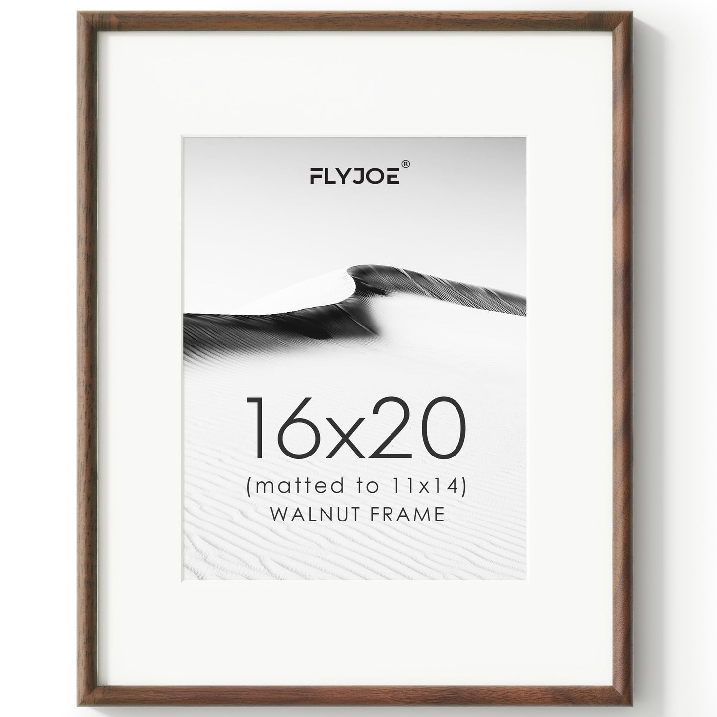 FLYJOE 11x14 Picture Frame, Natural Solid OAK Wood Photo Frame with HD Tempered Glass, Rounded Corner Frame 11 x 14 Matted to 8x10, Gallery Wall Frames for Art, Horizontal or Vertical Wall Mounting