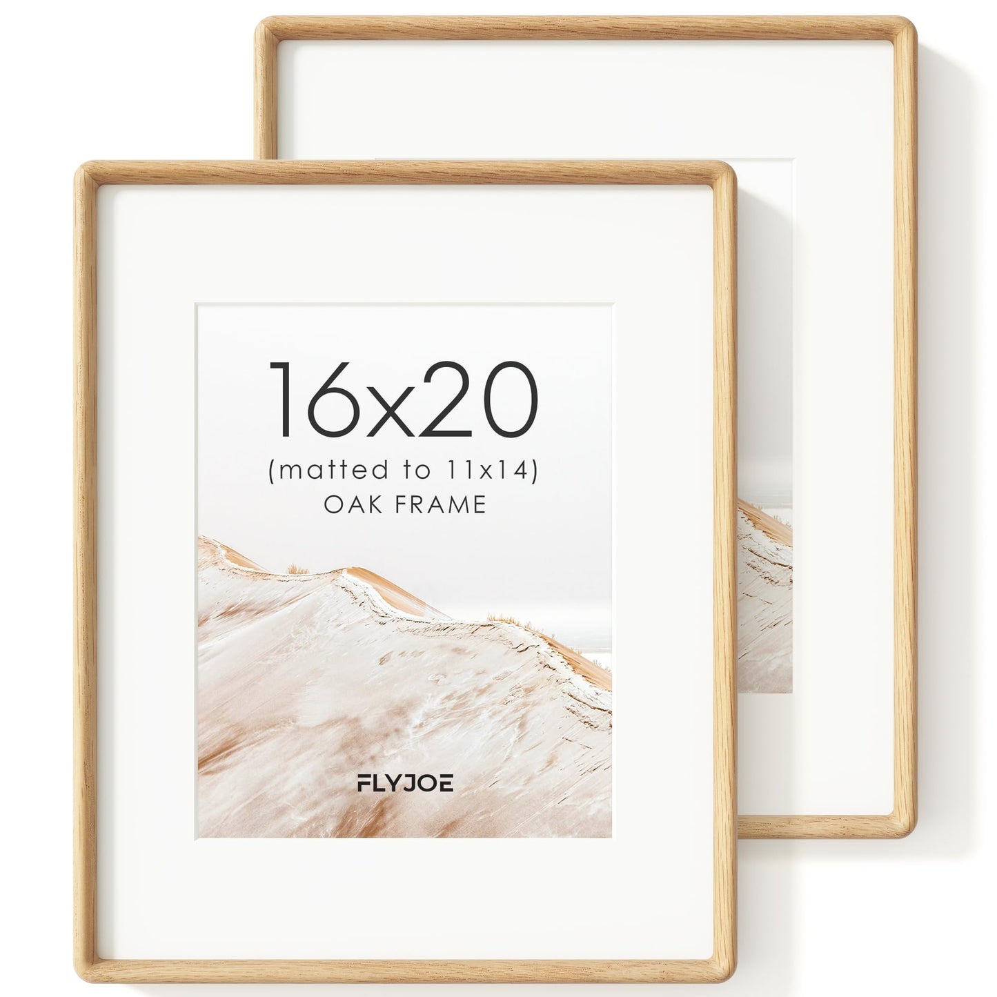 FLYJOE 11x14 Picture Frame, Natural Solid OAK Wood Photo Frame with HD Tempered Glass, Rounded Corner Frame 11 x 14 Matted to 8x10, Gallery Wall Frames for Art, Horizontal or Vertical Wall Mounting