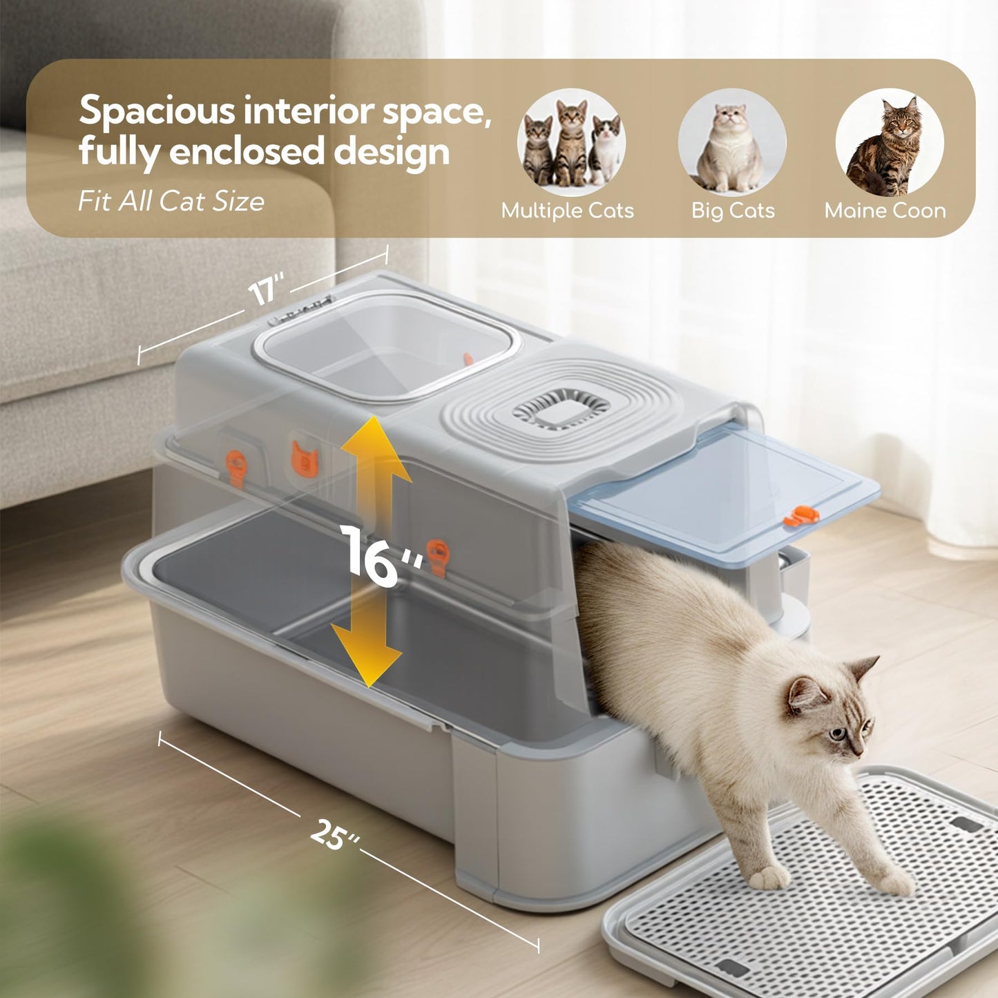 Soulbond Stainless Steel Cat Litter Box with Lid