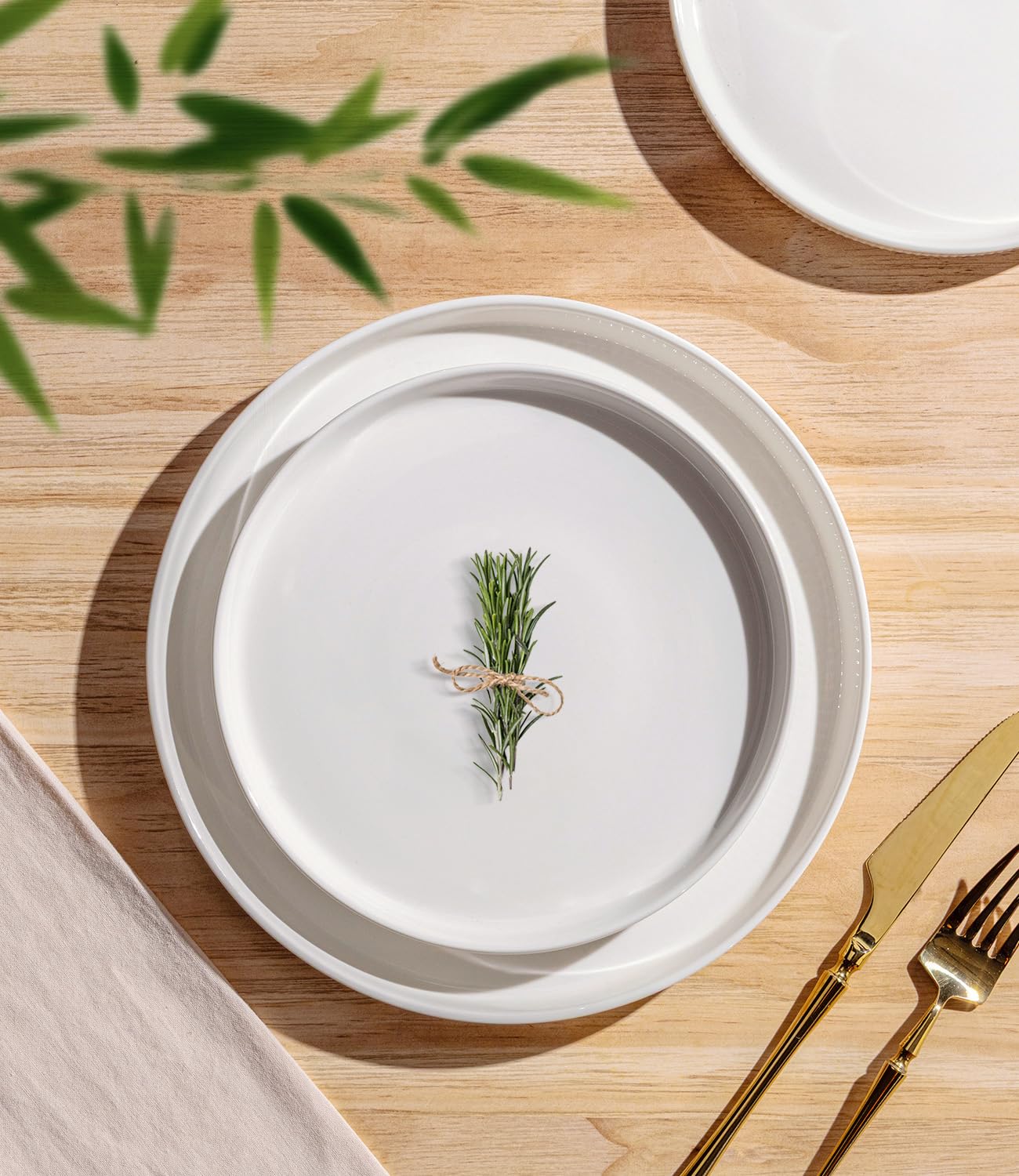 TheTerra Ceramic Dinnerware Sets for 4, 12 Pieces Porcelain Lightweight Plates and Bowls Sets, Scratch Resistant Dish Set, Oven & Microwave & Dishwasher Safe, Beige