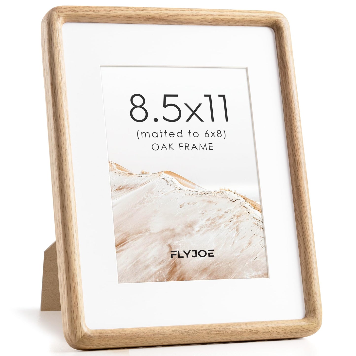 FLYJOE 11x14 Picture Frame, Natural Solid OAK Wood Photo Frame with HD Tempered Glass, Rounded Corner Frame 11 x 14 Matted to 8x10, Gallery Wall Frames for Art, Horizontal or Vertical Wall Mounting
