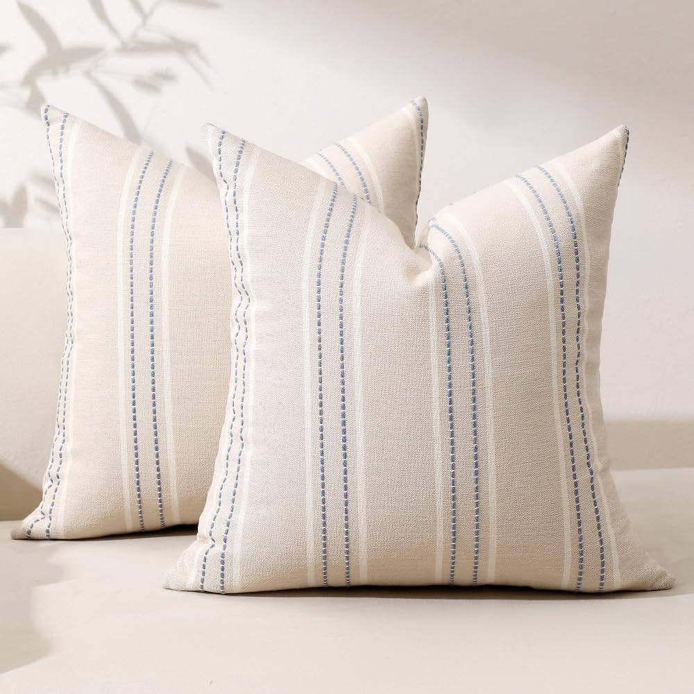 Hckot Christmas Throw Pillow Covers 24x24 Set of 2 Red Pillow Covers Striped Decorative Pillows Xmas Decorations Cushion Covers Winter Holiday Decor for Sofa Couch Living Room(Red)