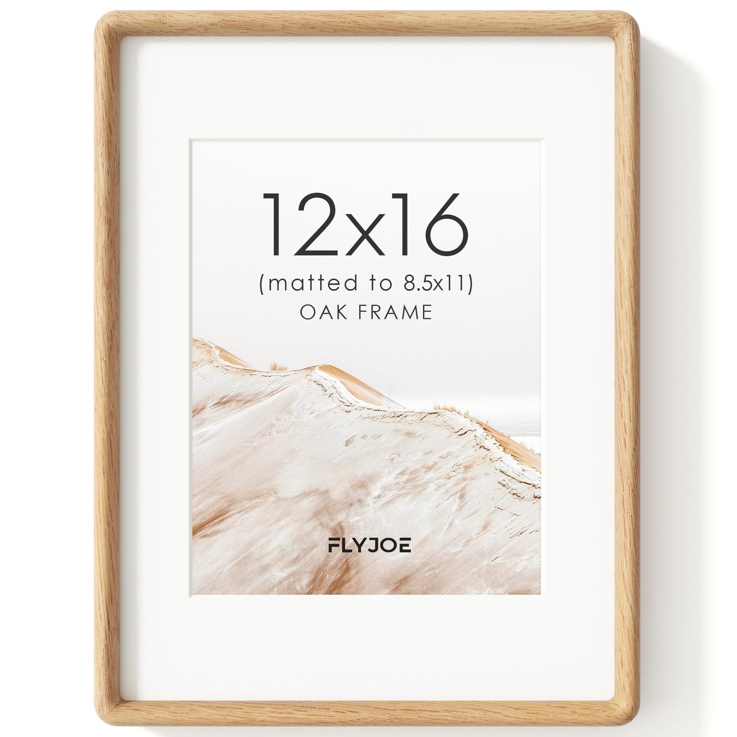 FLYJOE 11x14 Picture Frame, Natural Solid OAK Wood Photo Frame with HD Tempered Glass, Rounded Corner Frame 11 x 14 Matted to 8x10, Gallery Wall Frames for Art, Horizontal or Vertical Wall Mounting
