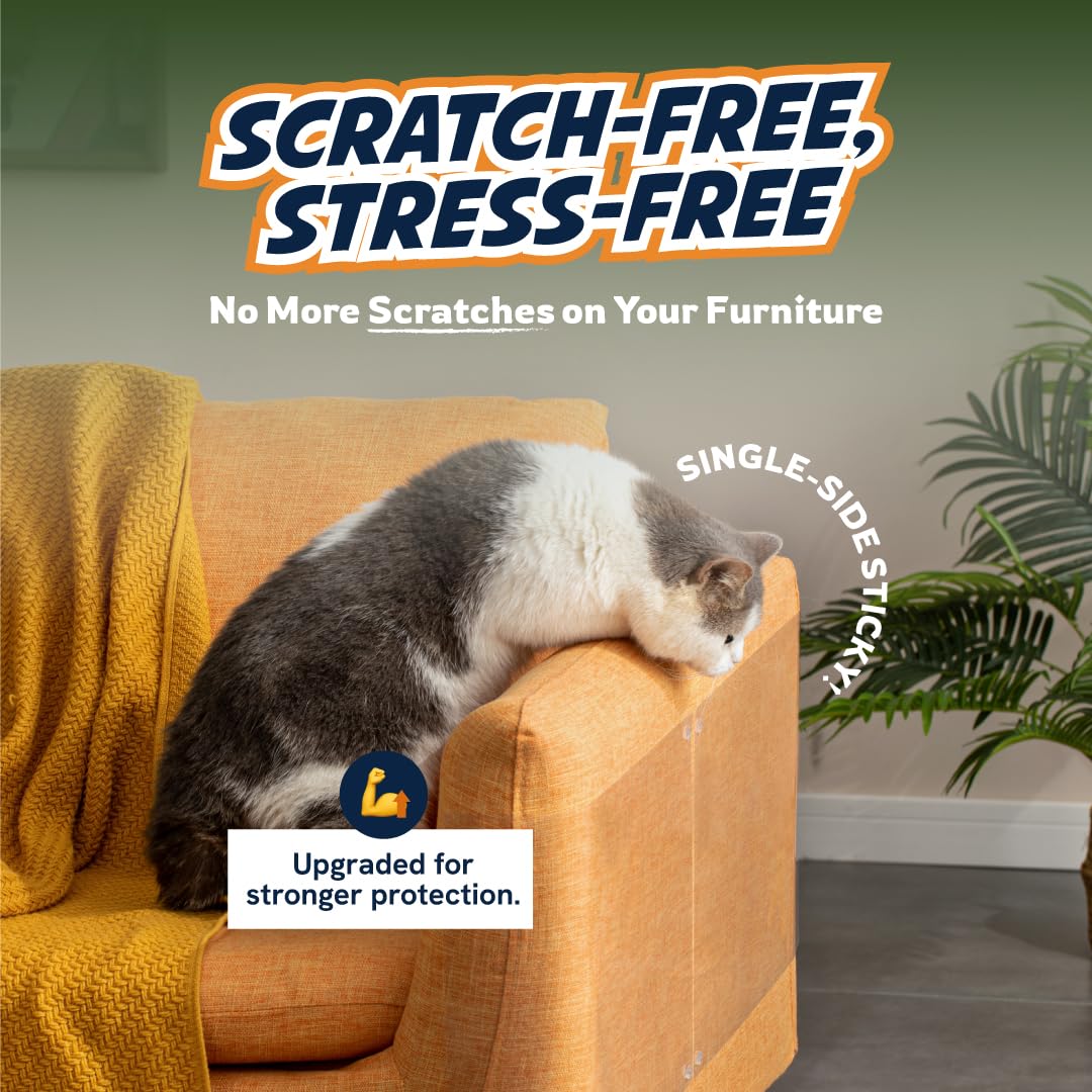 8 Pack Cat Scratch Furniture Protector Sheets – Matte Finish Couch & Sofa Guard from Cat Claws – Easy Apply, Removable, with Twist Pins (4 XL + 4 Large)