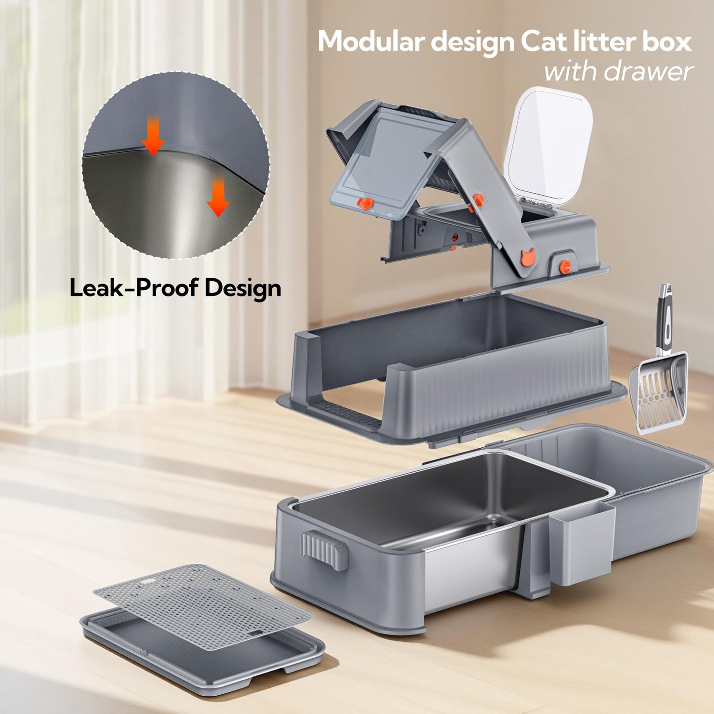 Soulbond Stainless Steel Cat Litter Box with Lid