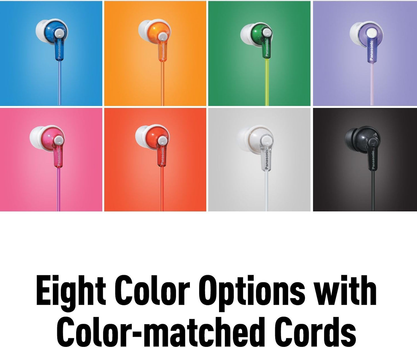 Panasonic ErgoFit Wired Earbuds, In-Ear Headphones with Dynamic Crystal-Clear Sound and Ergonomic Custom-Fit Earpieces (S/M/L), 3.5mm Jack for Phones and Laptops, No Mic - RP-HJE120-K (Black)