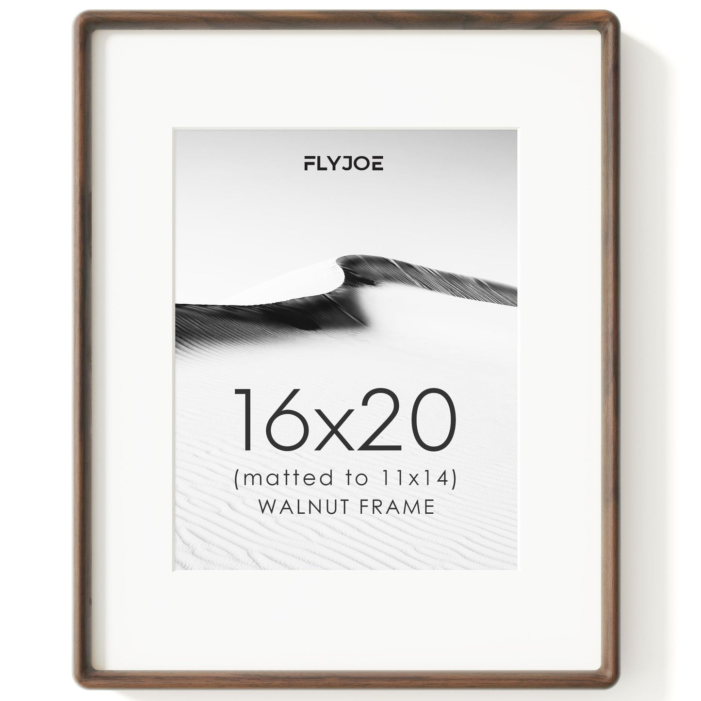 FLYJOE 11x14 Picture Frame, Natural Solid OAK Wood Photo Frame with HD Tempered Glass, Rounded Corner Frame 11 x 14 Matted to 8x10, Gallery Wall Frames for Art, Horizontal or Vertical Wall Mounting