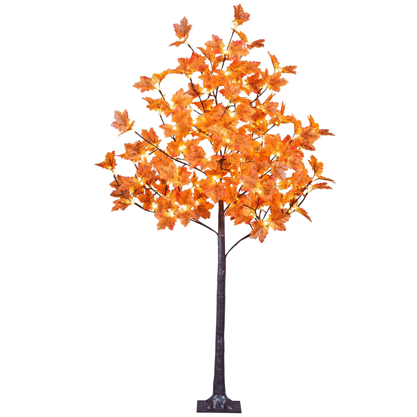 LIGHTSHARE 6FT 120LED Artificial Lighted Maple Tree Warm White Fall Decorations Indoor Ourdoor, Orange