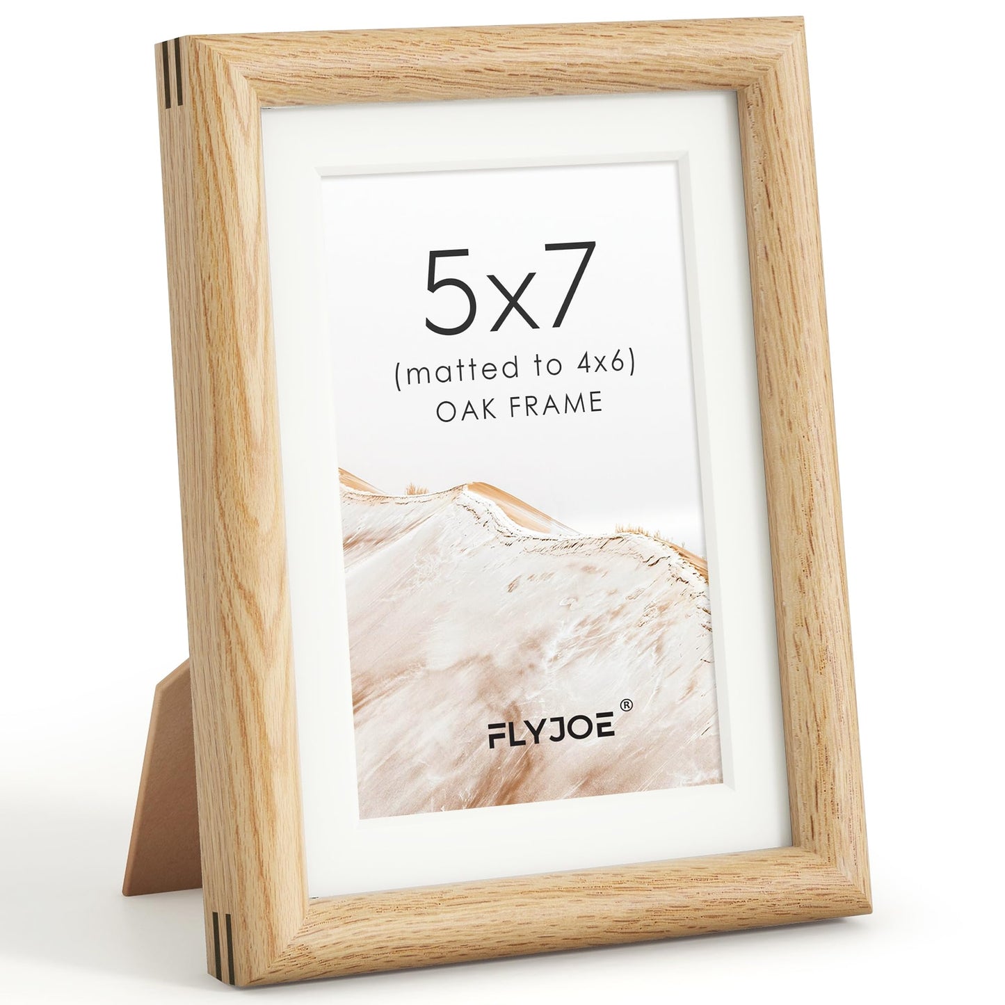 FLYJOE 11x14 Picture Frame, Natural Solid OAK Wood Photo Frame with HD Tempered Glass, Rounded Corner Frame 11 x 14 Matted to 8x10, Gallery Wall Frames for Art, Horizontal or Vertical Wall Mounting