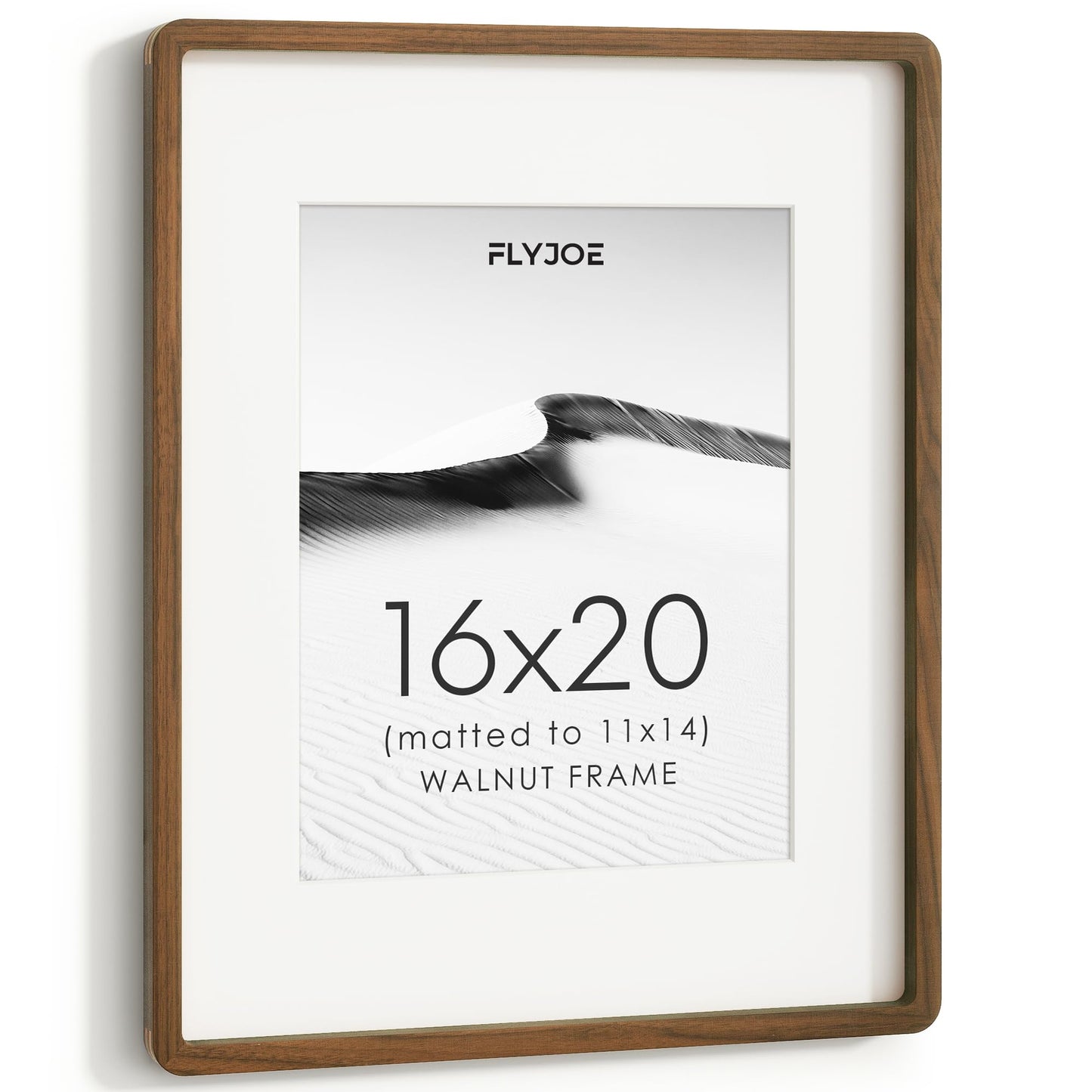 FLYJOE 11x14 Picture Frame, Natural Solid OAK Wood Photo Frame with HD Tempered Glass, Rounded Corner Frame 11 x 14 Matted to 8x10, Gallery Wall Frames for Art, Horizontal or Vertical Wall Mounting
