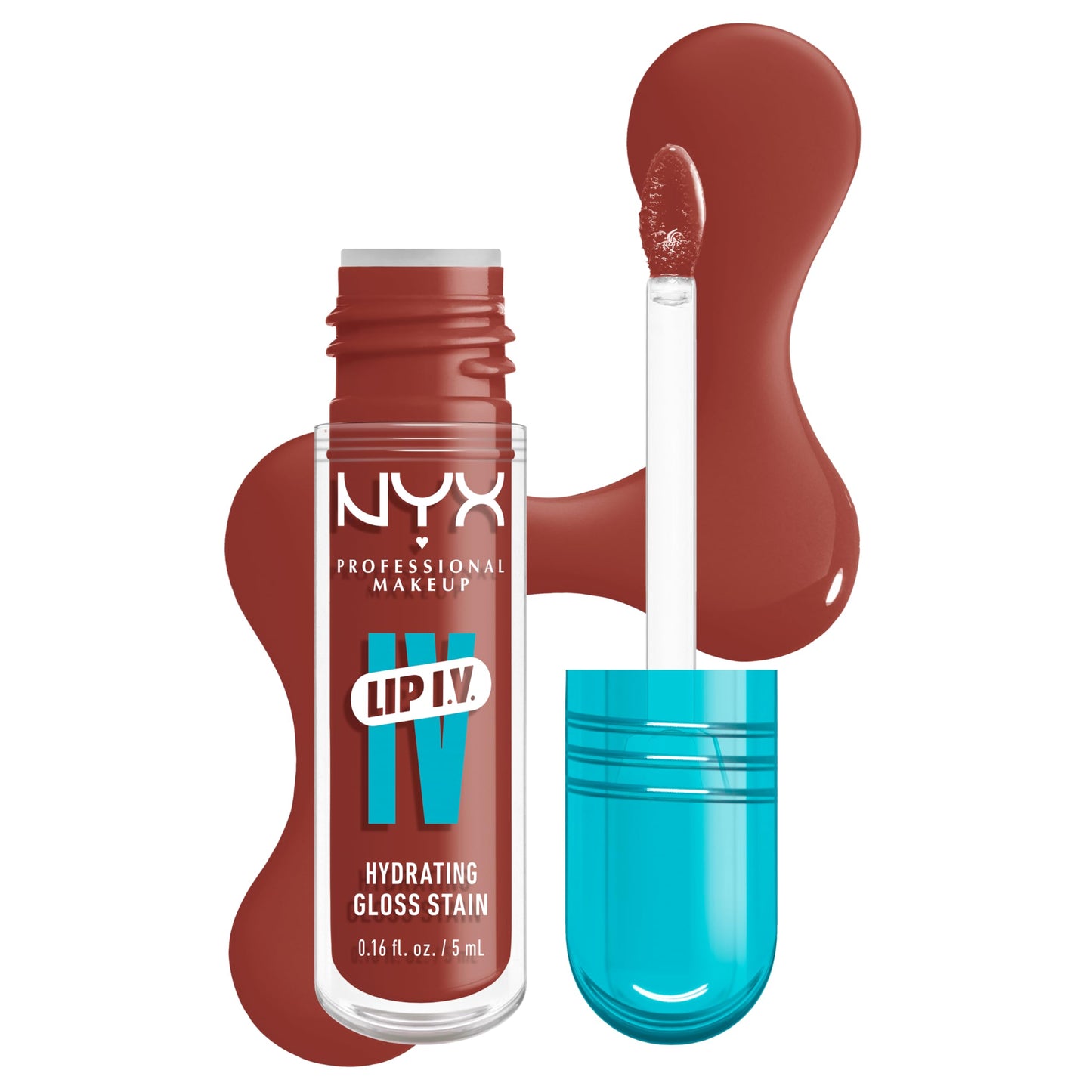NYX PROFESSIONAL MAKEUP Lip IV Hydrating Glossy Lip Stain, Long-Lasting, Tinted, Vegan Formula with 12 HR Hydration - Hydra Honey (Brown)