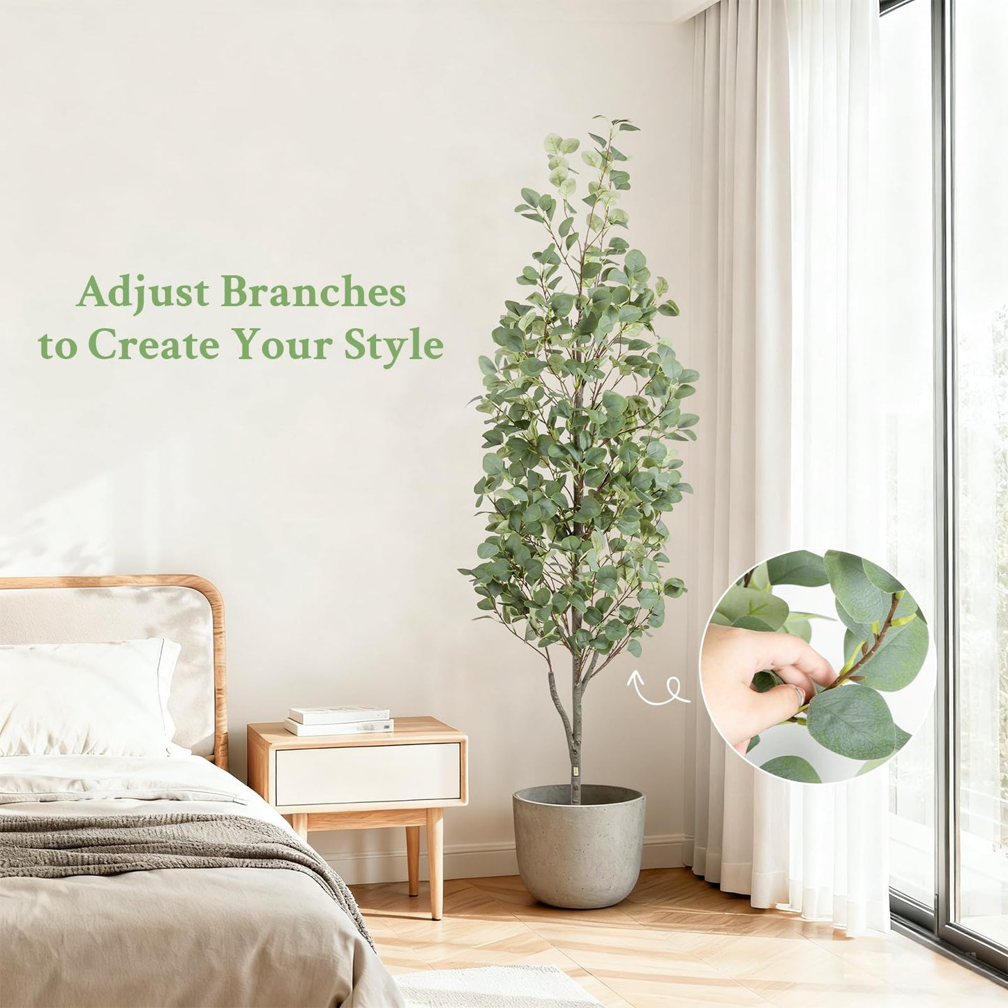 6FT Fall Artificial Eucalyptus Tree with Wicker Basket, Orange Potted Faux Eucalyptus Trees, Autumn Fake Eucalyptus Plants, Lifelike Leaves & Natural Trunk for Home Office Bedroom, Indoor