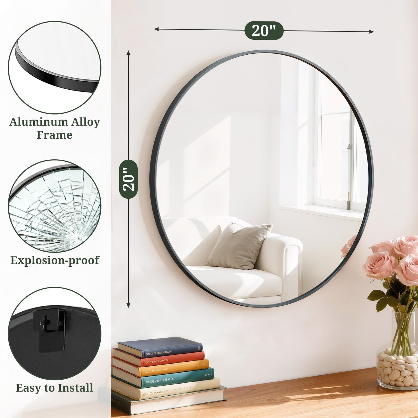 Arched Wall Mirror 36x24 Inch Gold Bathroom Vanity Mirror with Metal Frame, Modern Arch Mirror for Bedroom, Living Room, Entryway, Wall Mounted Decorative Mirror