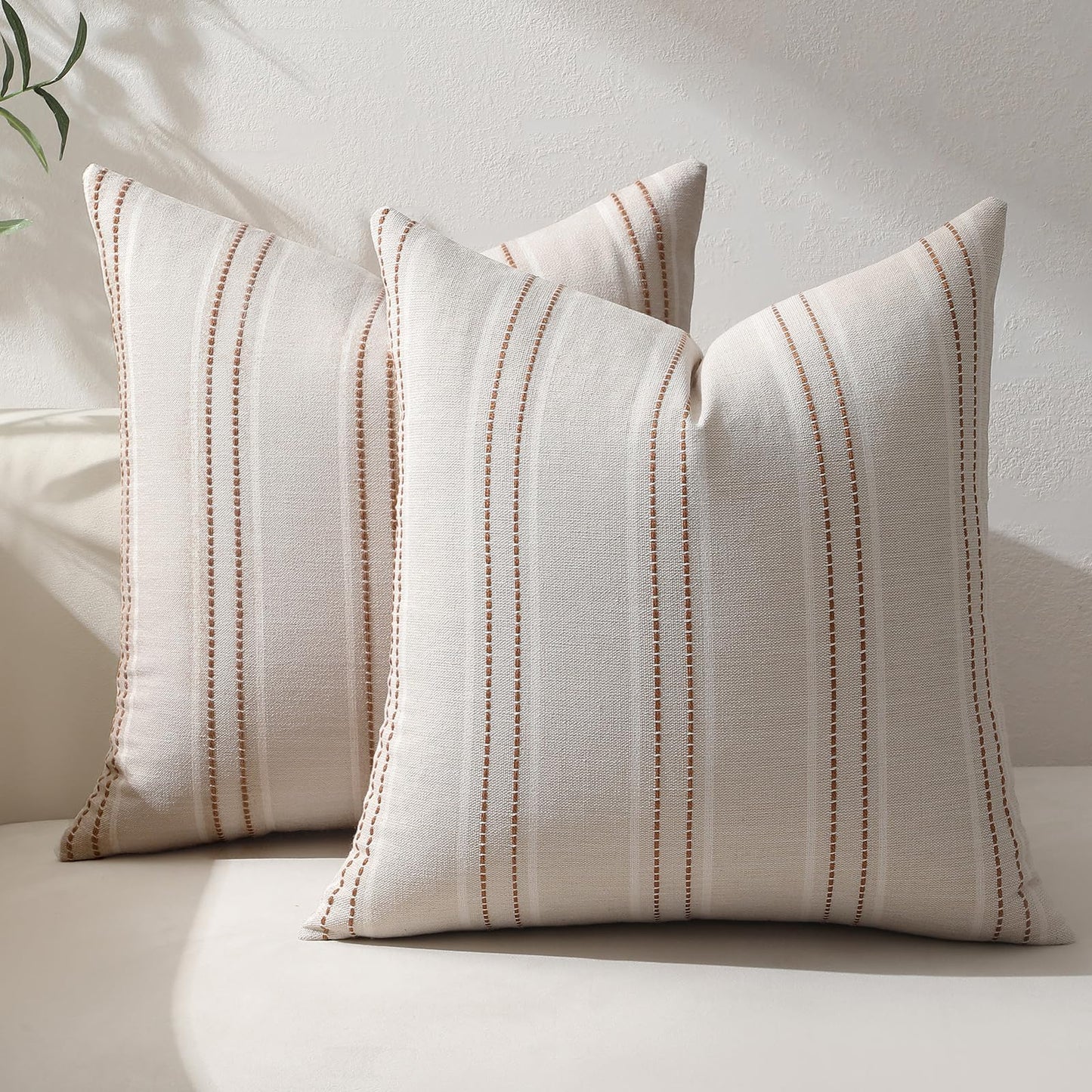 Hckot Christmas Throw Pillow Covers 24x24 Set of 2 Red Pillow Covers Striped Decorative Pillows Xmas Decorations Cushion Covers Winter Holiday Decor for Sofa Couch Living Room(Red)