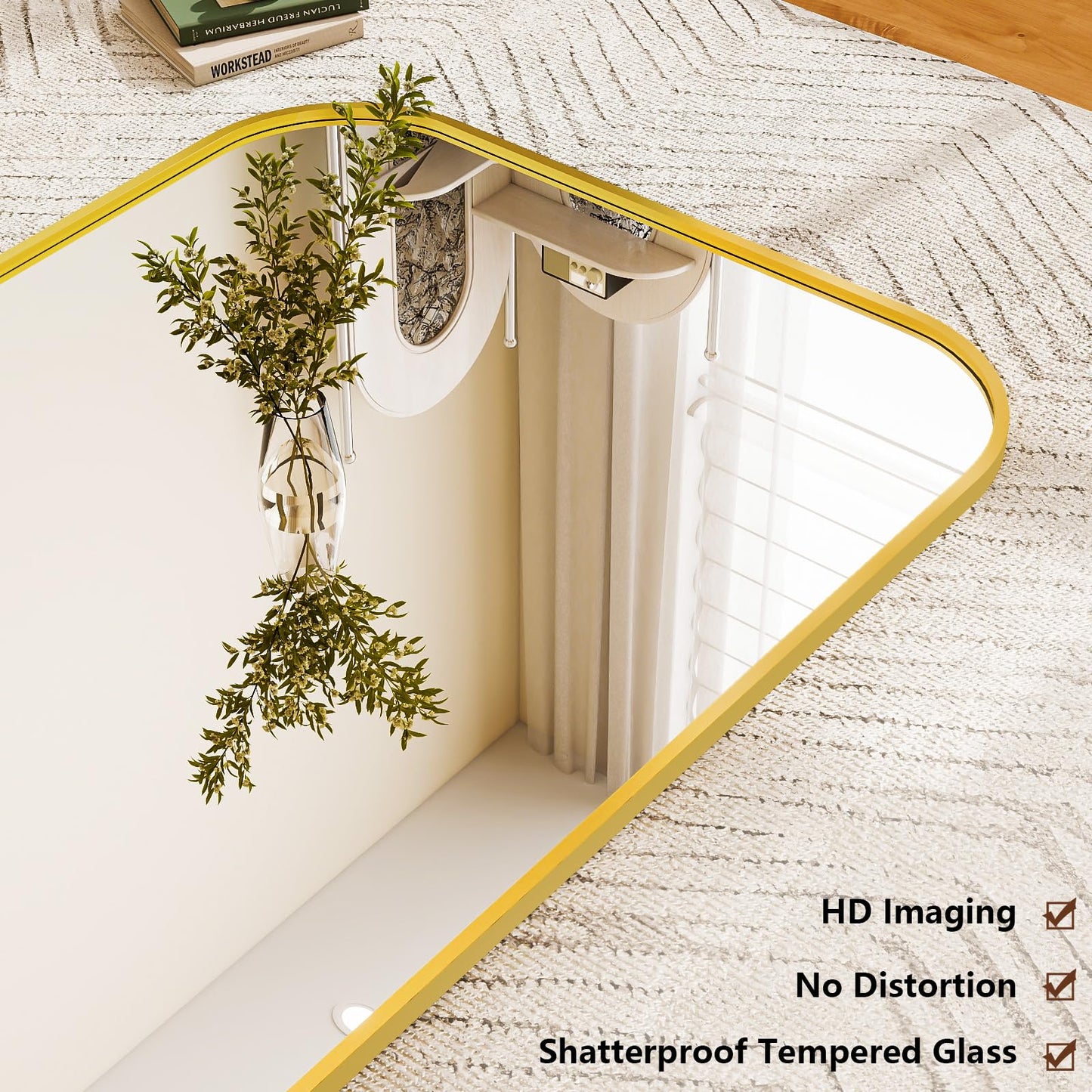 Full Length Mirror 65"x24" Arched Floor Standing Large Mirrors Full Body Mirror with Stand - with Aluminum Frame for Bedroom Living Room, Black