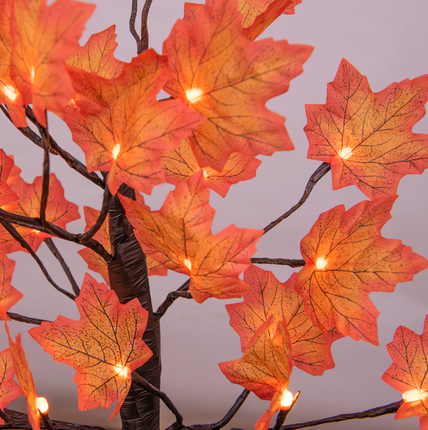LIGHTSHARE 6FT 120LED Artificial Lighted Maple Tree Warm White Fall Decorations Indoor Ourdoor, Orange