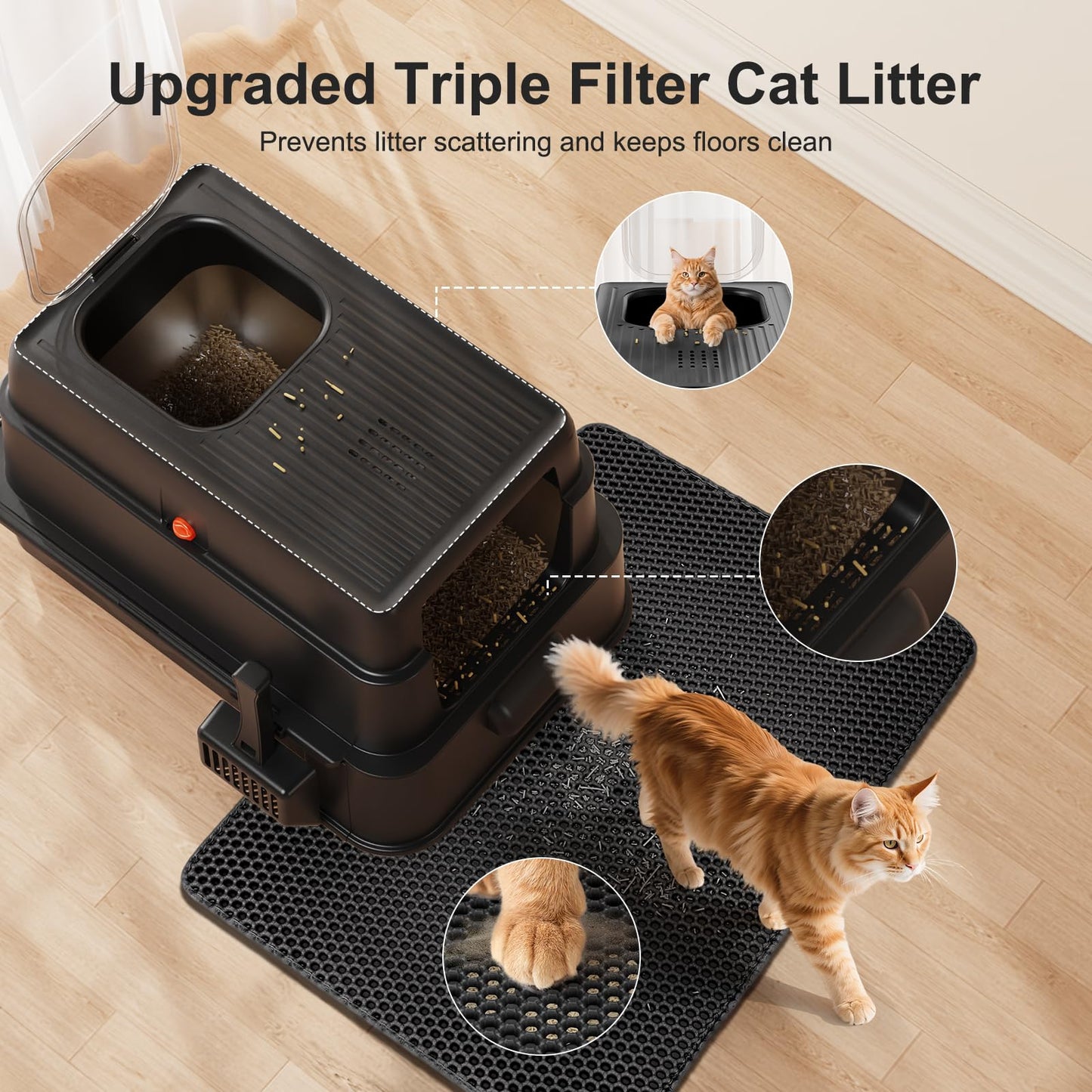 FURTIME Stainless Steel Litter Box with Lid