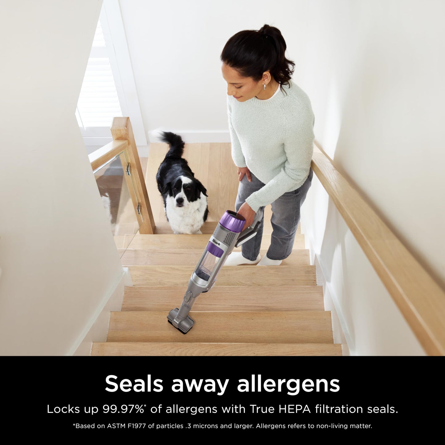 Shark PowerDetect Cordless Stick Vacuum, Powerful Suction, HEPA Filtration, Carpet & Hard Floor, Portable, Stick Vacuum for Pet Hair, Java Ice Blue, IP1255