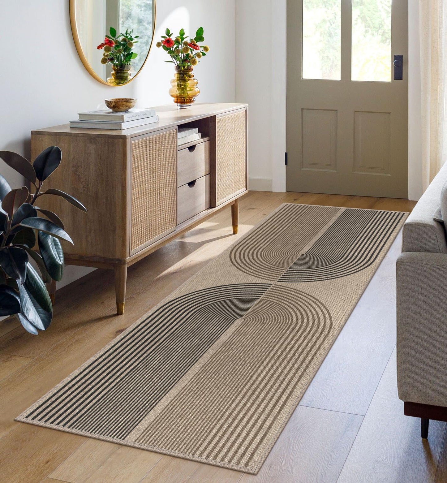 Rugalia Easy Jute Checkered Entryway Rug, 2x3 Black Modern Indoor Outdoor Doormat, Washable Non-Slip Neutral Small Kitchen Rug Farmhouse Diamond Throw Rugs for Entrance Bedroom Bathroom