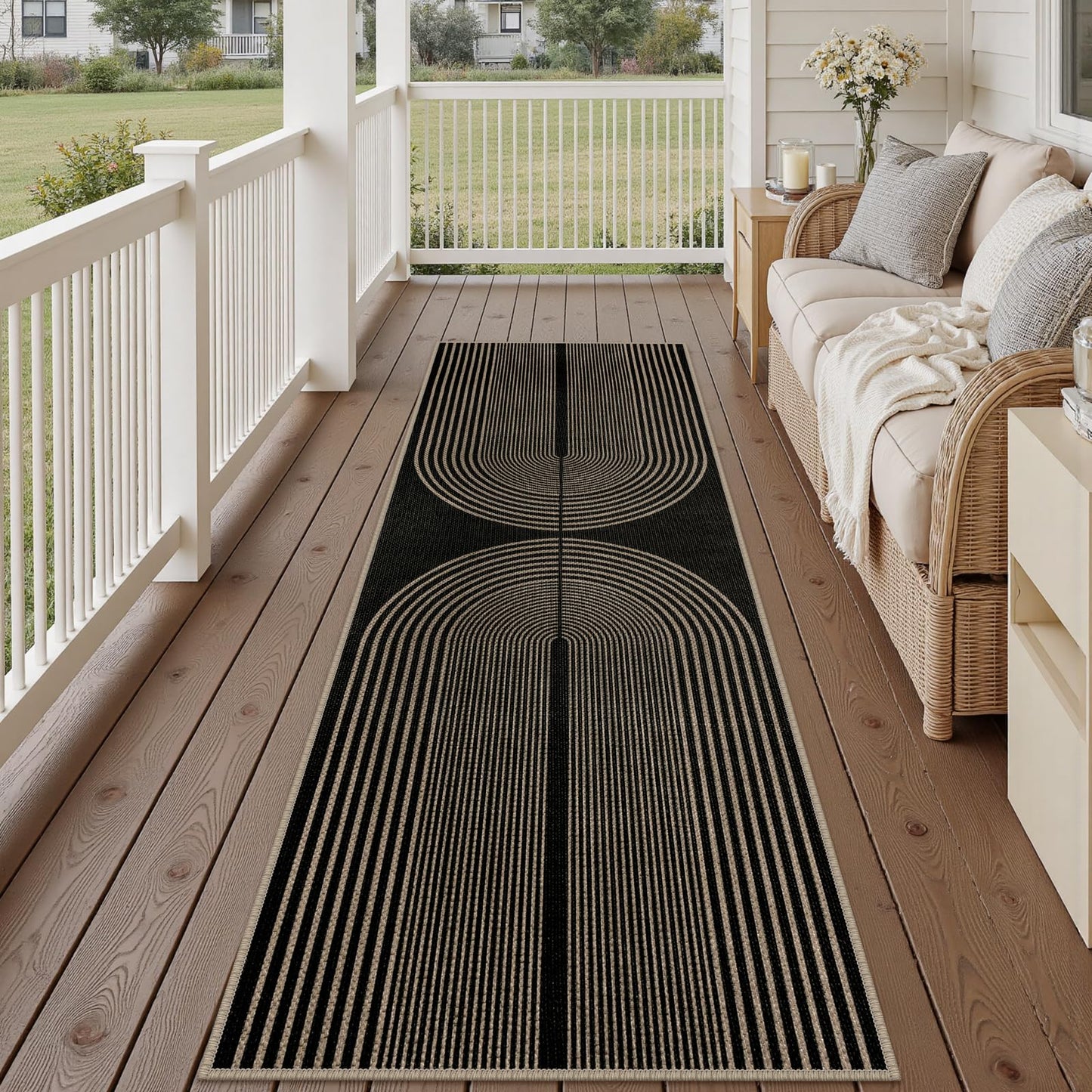 Rugalia Easy Jute Checkered Entryway Rug, 2x3 Black Modern Indoor Outdoor Doormat, Washable Non-Slip Neutral Small Kitchen Rug Farmhouse Diamond Throw Rugs for Entrance Bedroom Bathroom