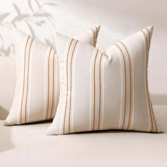 Hckot Christmas Throw Pillow Covers 24x24 Set of 2 Red Pillow Covers Striped Decorative Pillows Xmas Decorations Cushion Covers Winter Holiday Decor for Sofa Couch Living Room(Red)