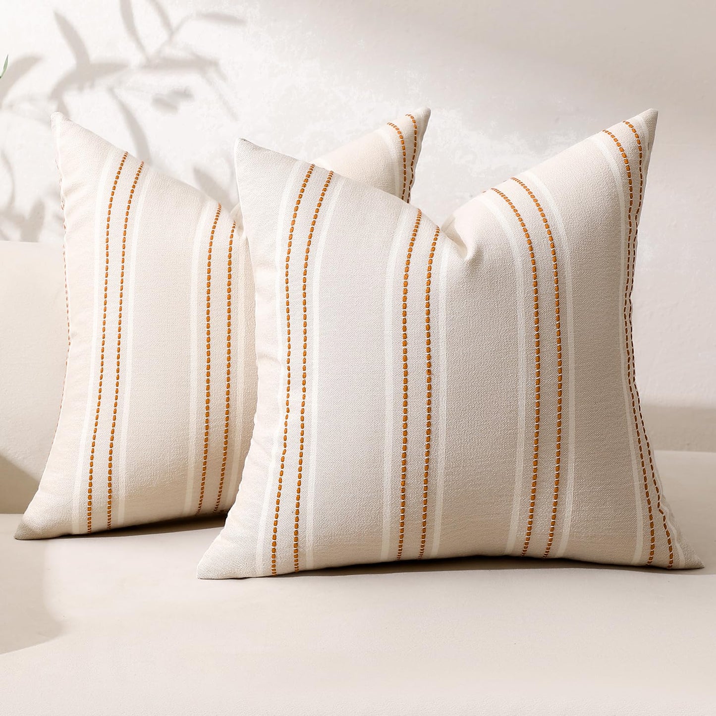Hckot Christmas Throw Pillow Covers 24x24 Set of 2 Red Pillow Covers Striped Decorative Pillows Xmas Decorations Cushion Covers Winter Holiday Decor for Sofa Couch Living Room(Red)