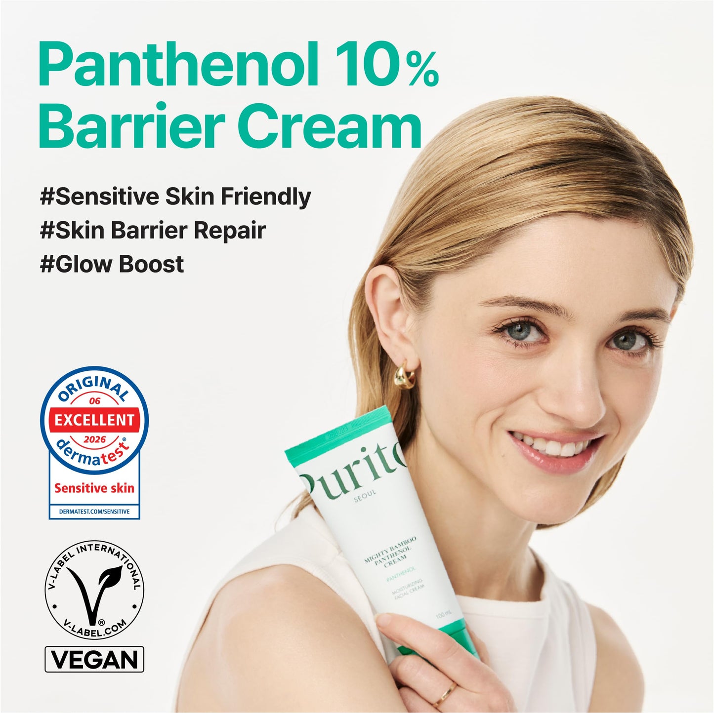PURITO Panthenol 10% Barrier Cream | Face Moisturizer for Skin Barrier Repair | All skin types, sensitive and blemish-prone skin | Non-Comedogenic, Vegan | Korean Skincare, 100mL, 3.38 fl.oz