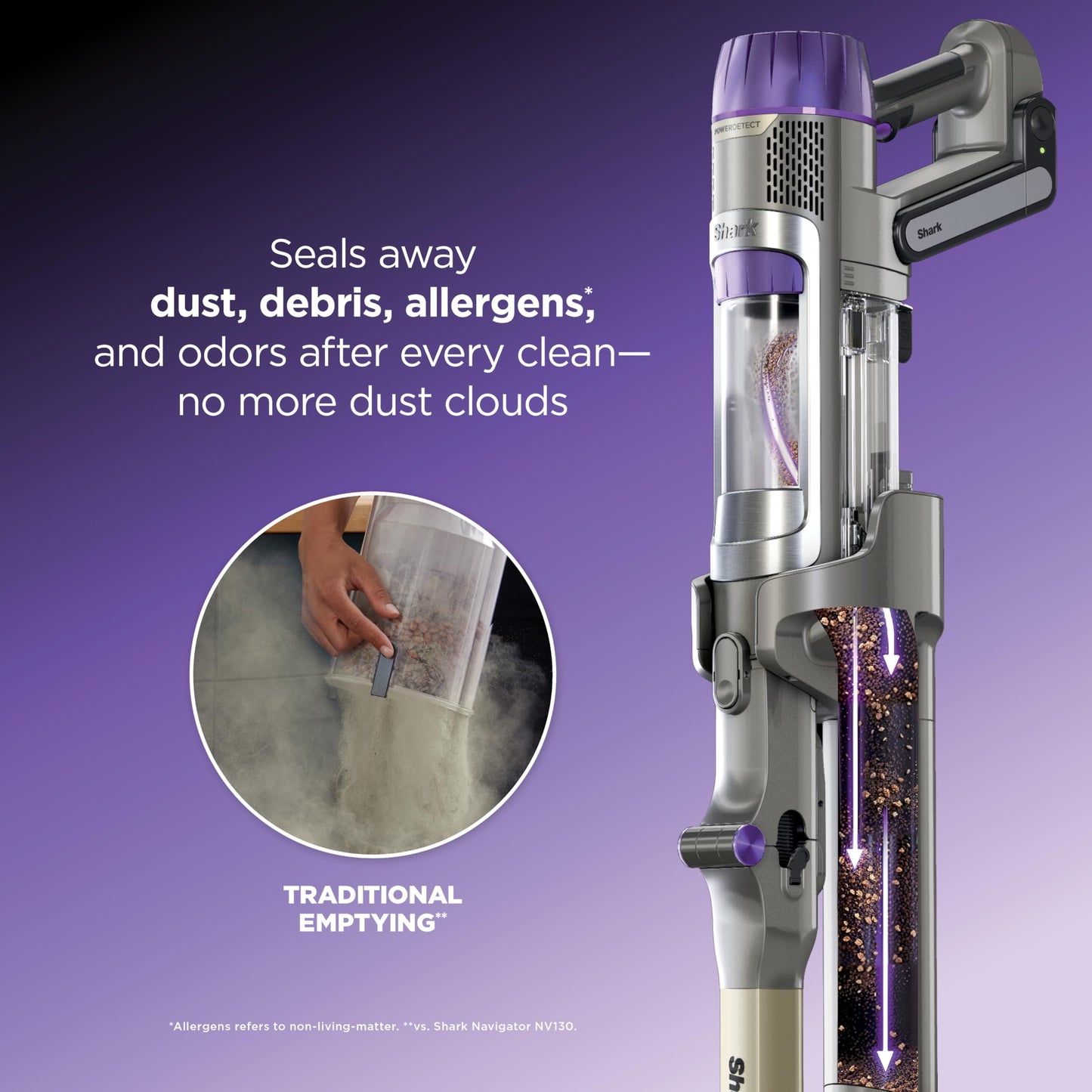 Shark PowerDetect Cordless Stick Vacuum, Powerful Suction, HEPA Filtration, Carpet & Hard Floor, Portable, Stick Vacuum for Pet Hair, Java Ice Blue, IP1255