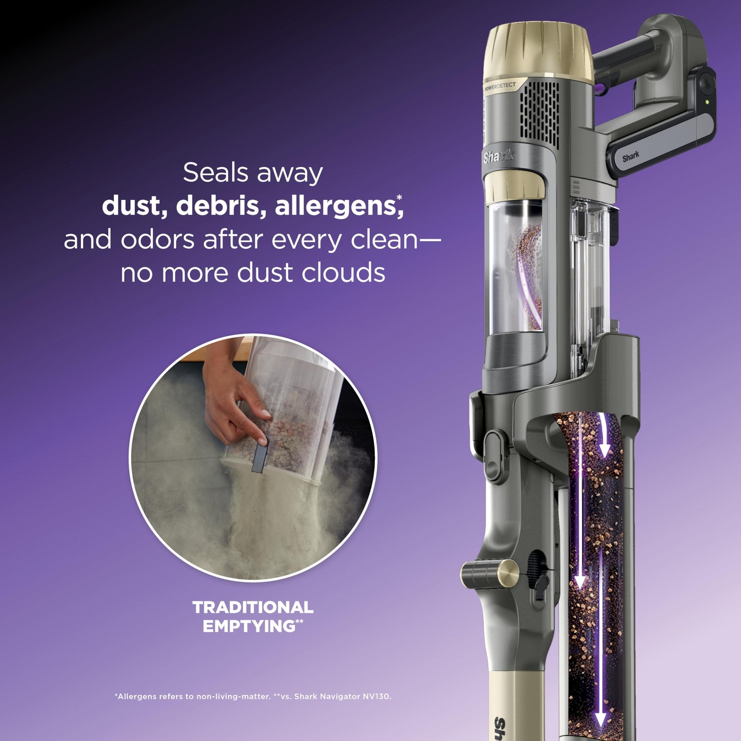 Shark PowerDetect Cordless Stick Vacuum, Powerful Suction, HEPA Filtration, Carpet & Hard Floor, Portable, Stick Vacuum for Pet Hair, Java Ice Blue, IP1255